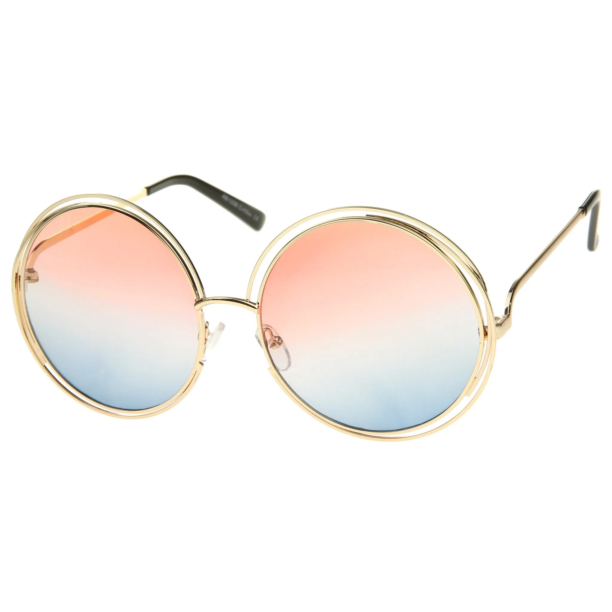 Women's Retro Hippie Oversize Round Gradient Lens Sunglasses A194 sold by ZeroUV product image thumbnail 2