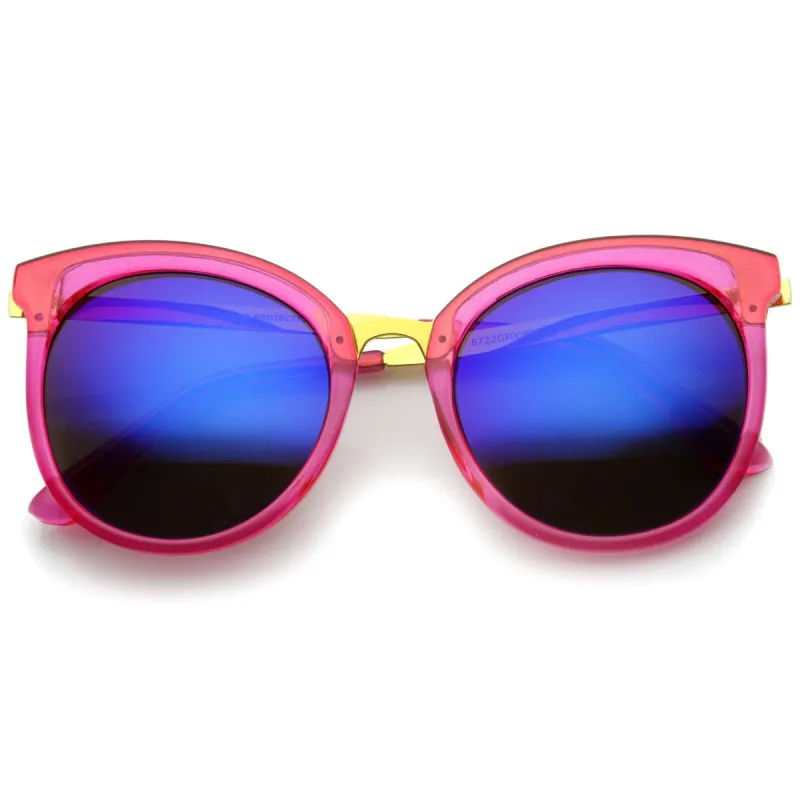 Oversize Women's Translucent Color Mirror Lens Sunglasses A247 sold by ZeroUV