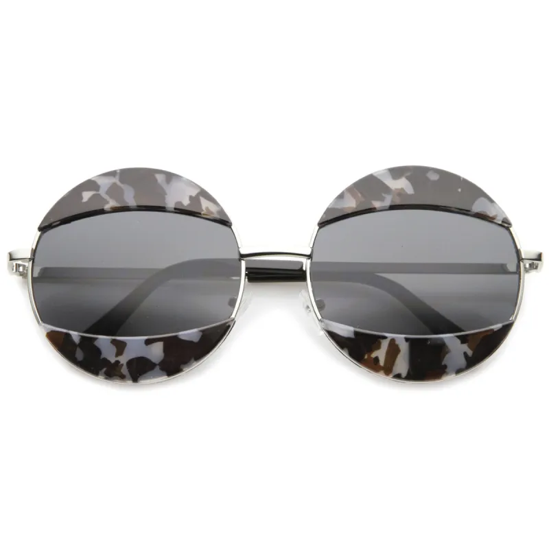 Women's Oversize Round Eyelid Metal Sunglasses A131 sold by ZeroUV