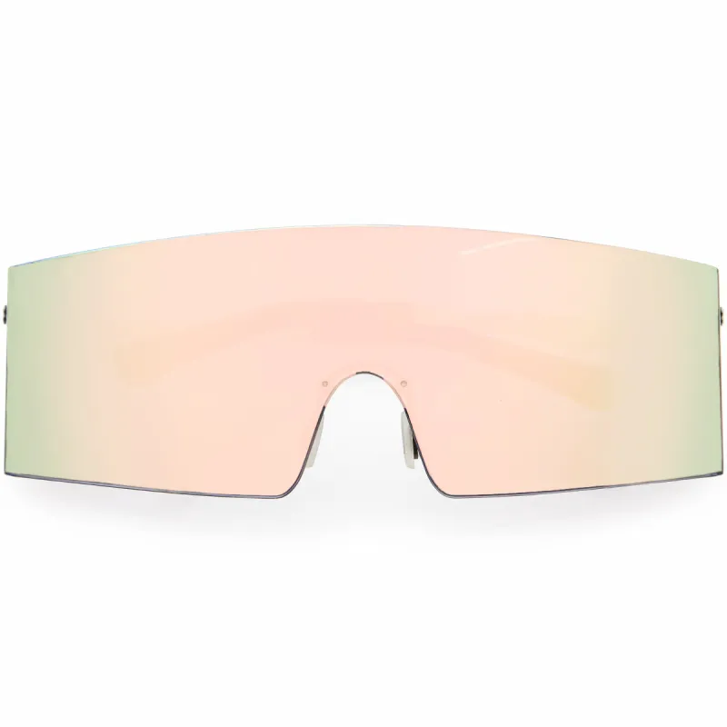 Futuristic Retro-Inspired Rimless Wrap Shield Sunglasses D267 sold by ZeroUV