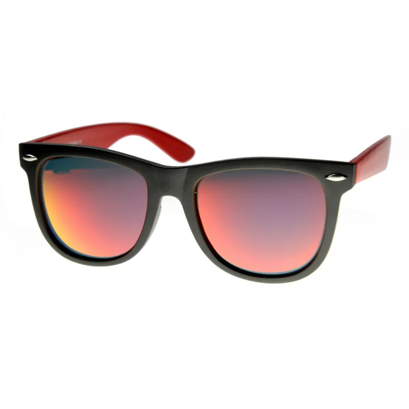 Large Retro 2 Tone Flash Mirror Lens Horned Rim Sunglasses 9633 sold by ZeroUV