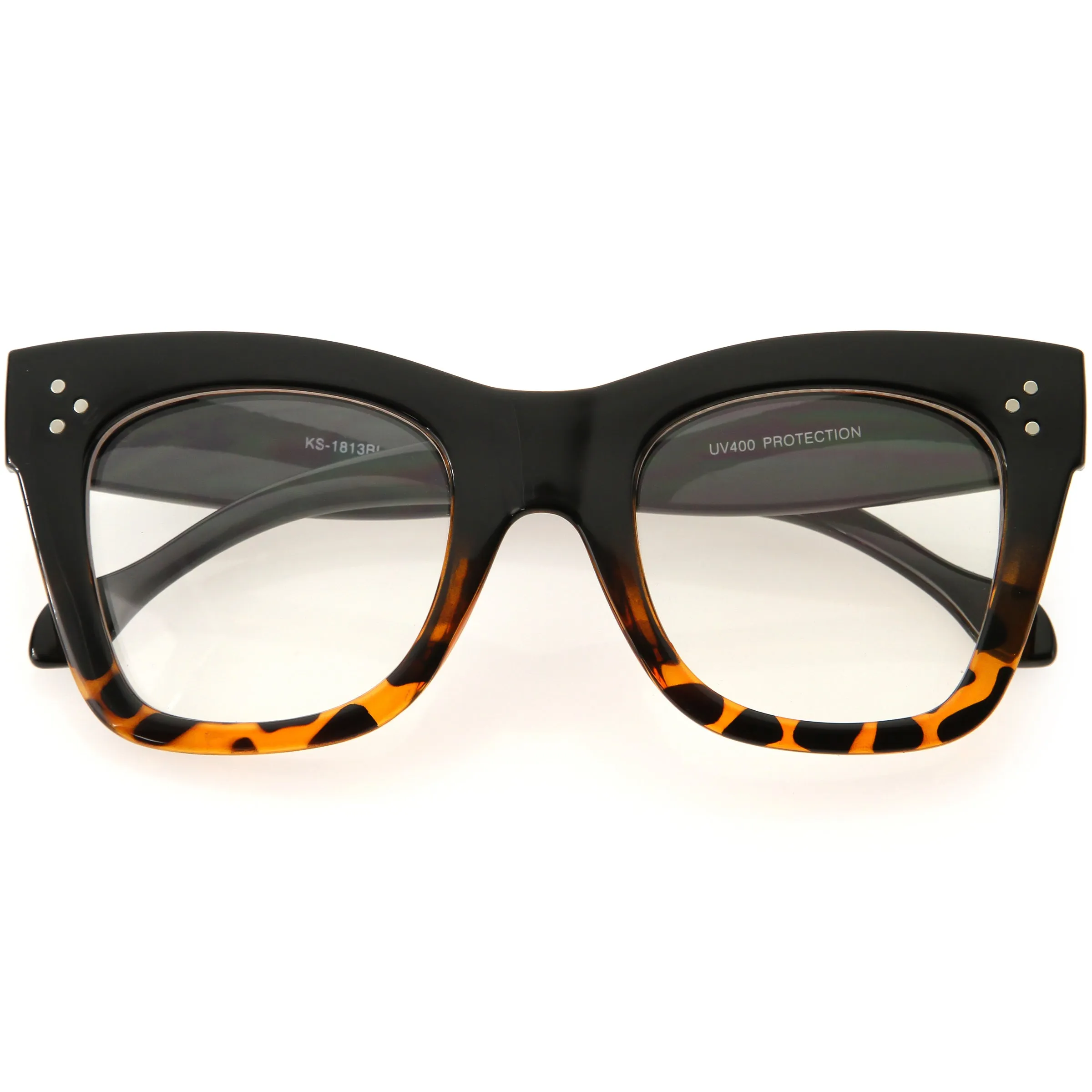 High Fashion Horn Rimmed Blue Light Protected Chunky Glasses D293 sold by ZeroUV product image thumbnail 4