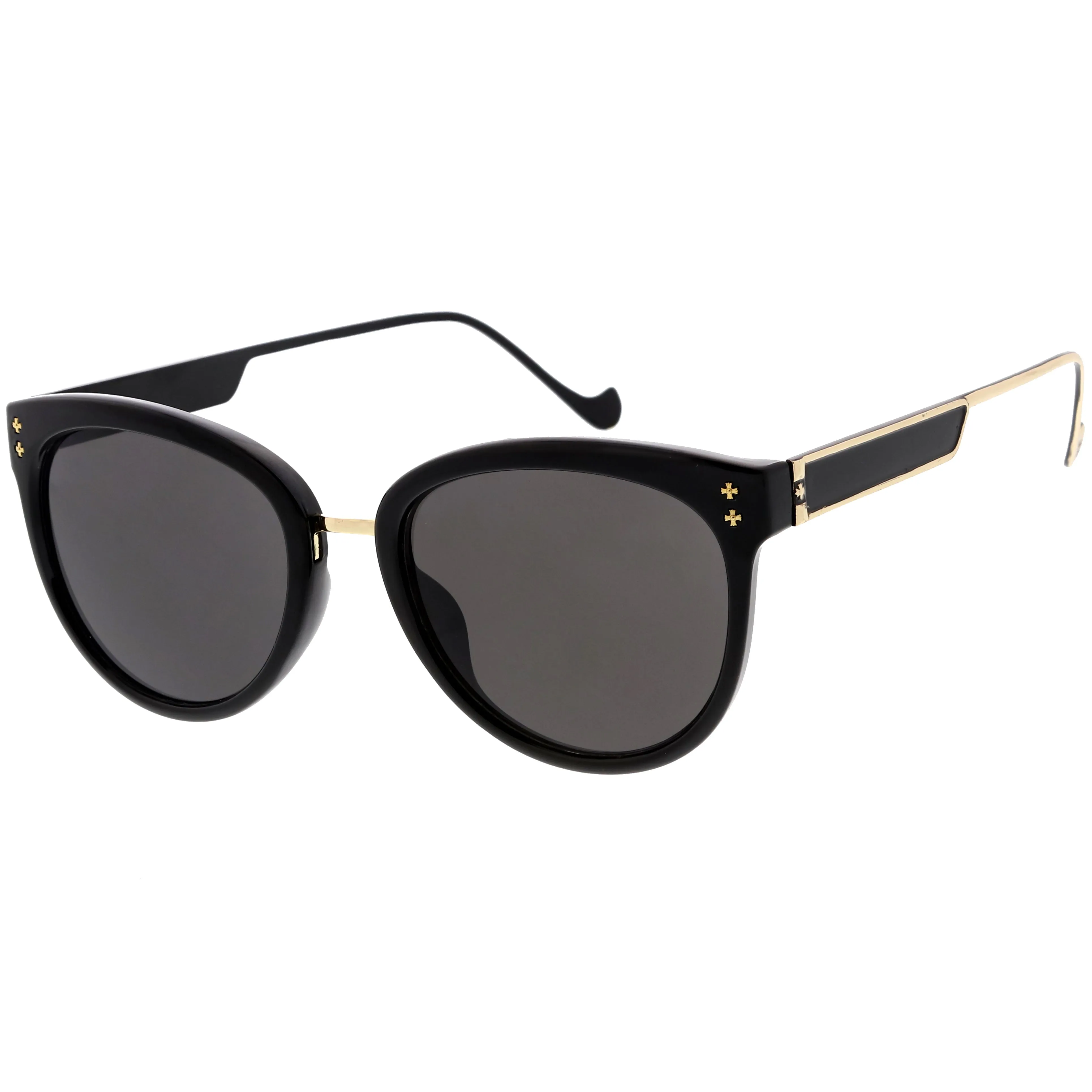 Chic Horn Rimmed Cat Eye Sunglasses Round Colored Mirror Lens C857 sold by ZeroUV product image thumbnail 5