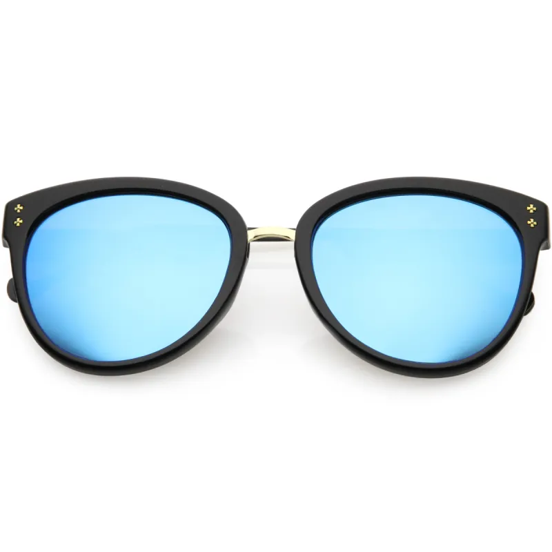 Chic Horn Rimmed Cat Eye Sunglasses Round Colored Mirror Lens C857 sold by ZeroUV