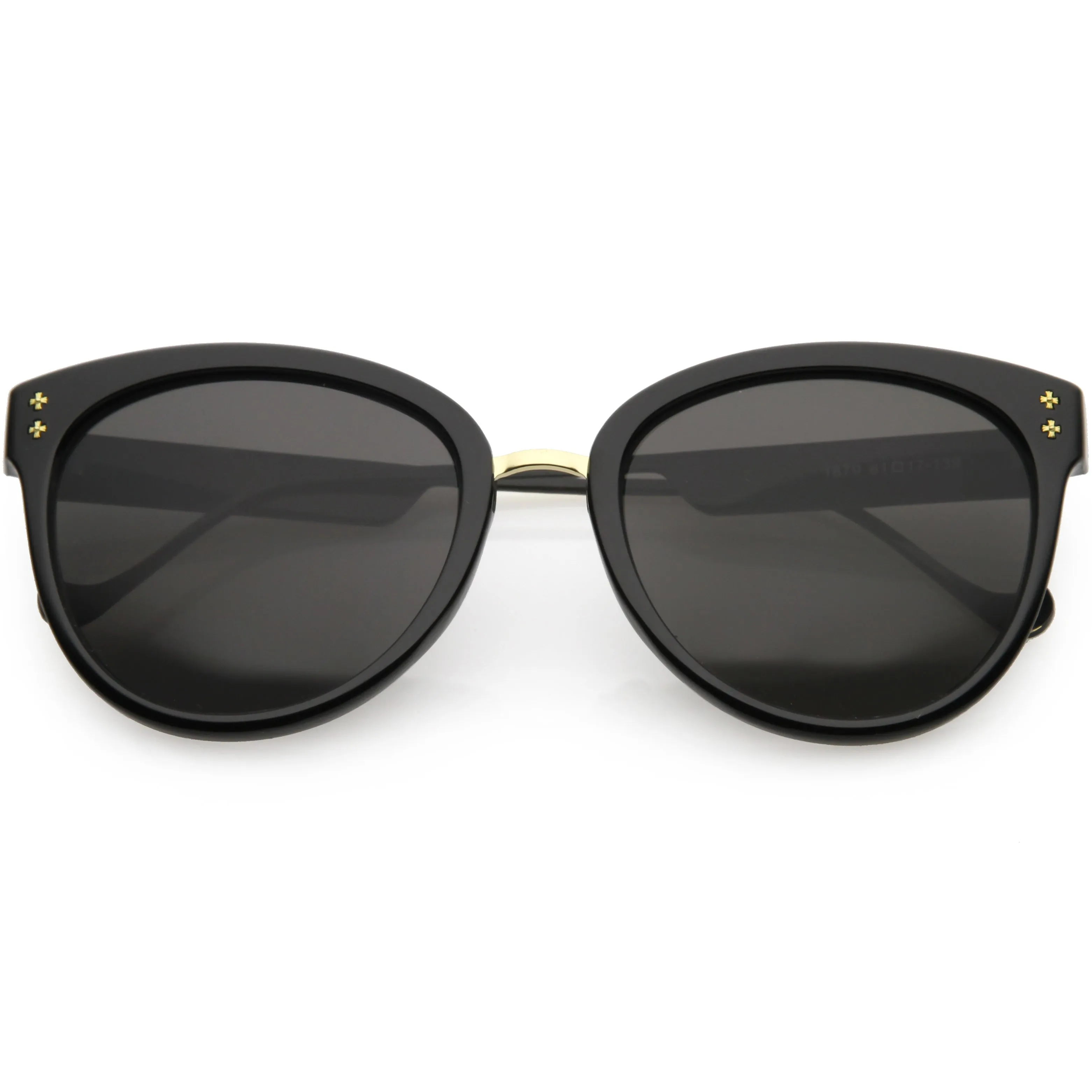 Chic Horn Rimmed Cat Eye Sunglasses Round Colored Mirror Lens C857 sold by ZeroUV product image thumbnail 4