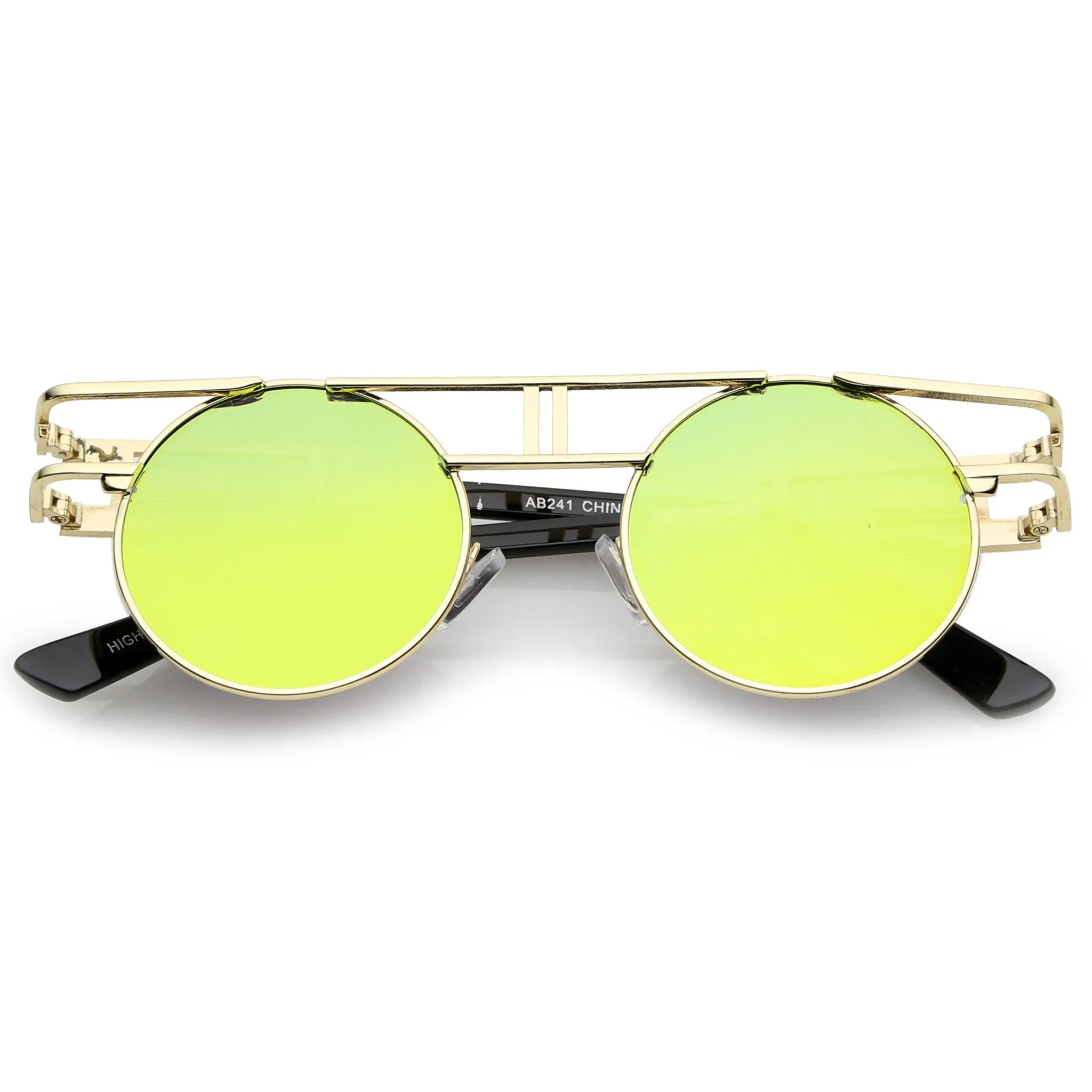Steampunk Laser Cut Round Round Flat Clear Lens Glasses C089 sold by ZeroUV product image thumbnail 2