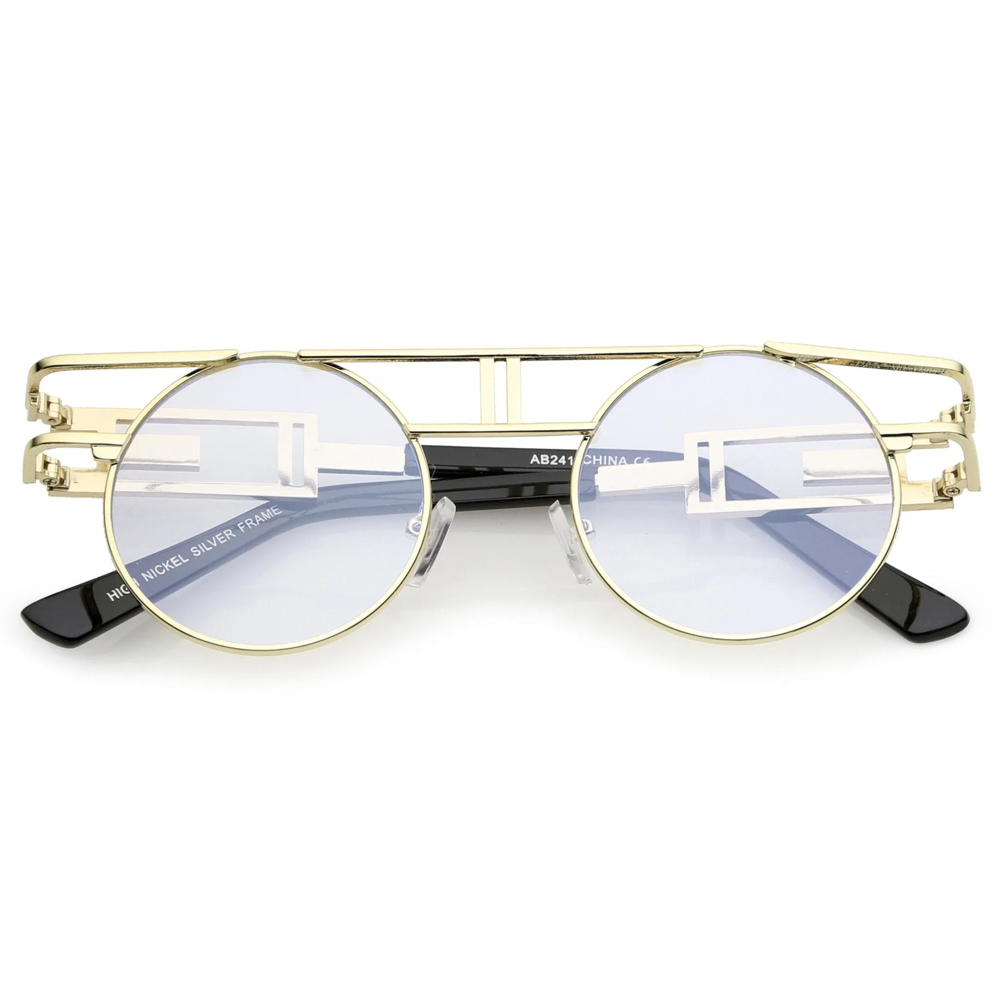 Steampunk Laser Cut Round Round Flat Clear Lens Glasses C089 sold by ZeroUV product image thumbnail 4