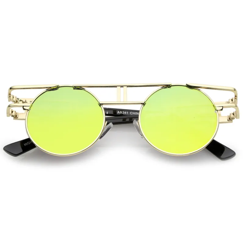 Steampunk Laser Cut Round Round Flat Clear Lens Glasses C089 sold by ZeroUV