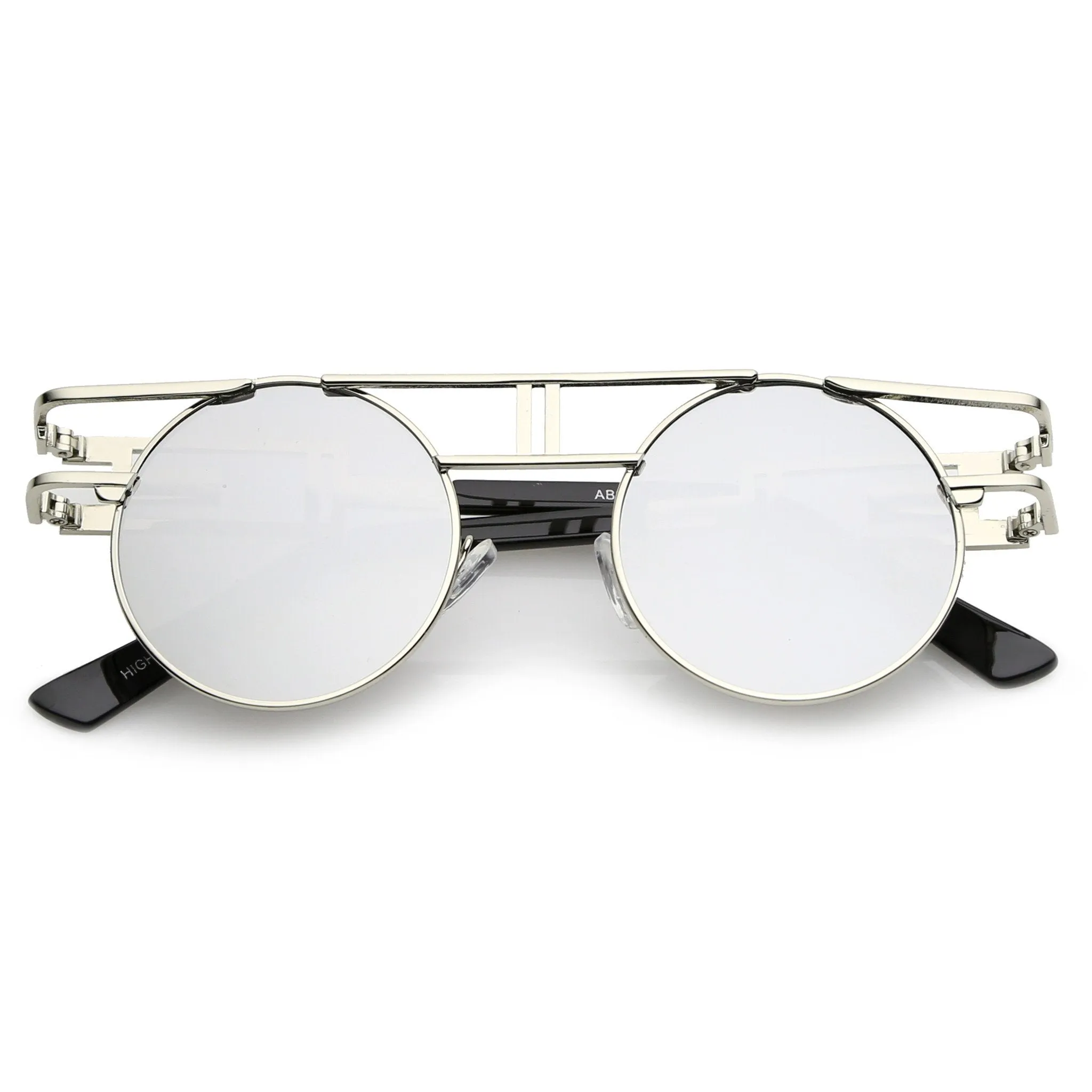 Steampunk Laser Cut Round Round Flat Clear Lens Glasses C089 sold by ZeroUV product image thumbnail 3