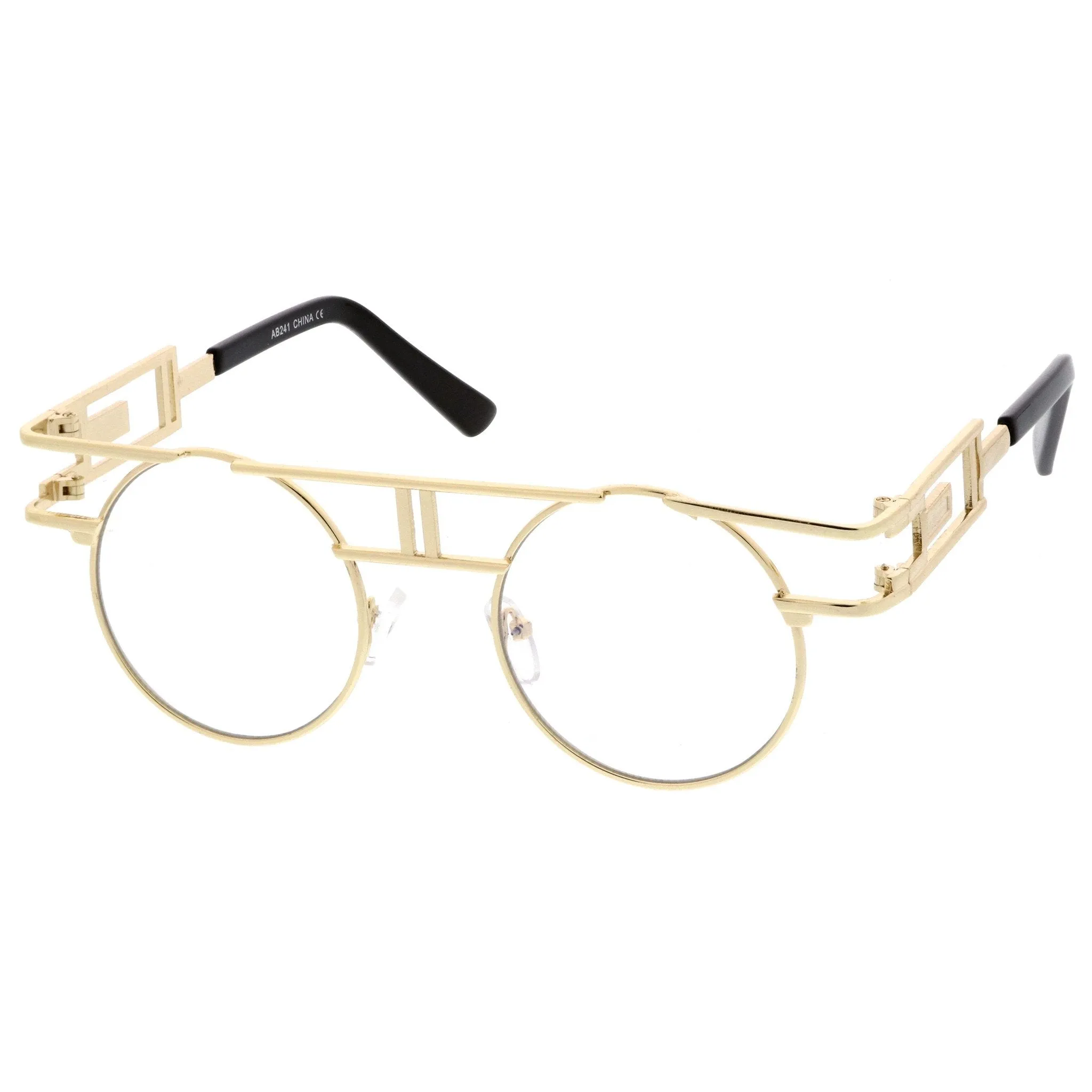 Steampunk Laser Cut Round Round Flat Clear Lens Glasses C089 sold by ZeroUV product image thumbnail 5