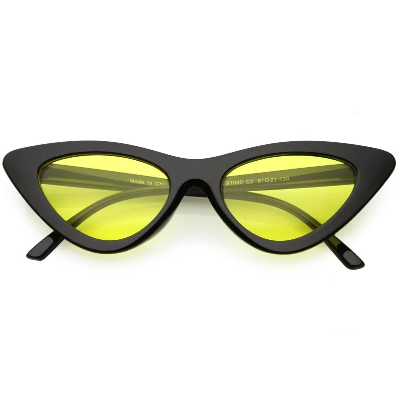 Women's Retro Flat Angle Colored Lens Black Frame Sunglasses C511 sold by ZeroUV