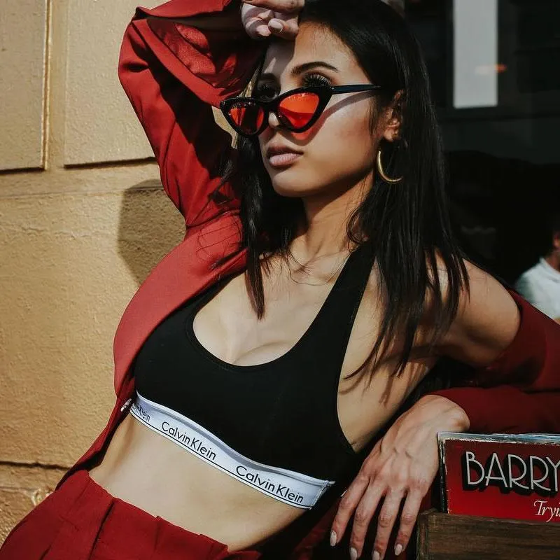 Women's Retro Flat Angle Colored Lens Black Frame Sunglasses C511 sold by ZeroUV product image thumbnail 4