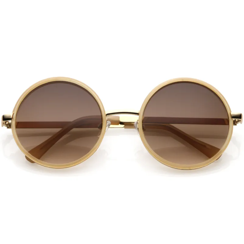 Women's Large Round Metal Arm Retro Sunglasses C022 sold by ZeroUV