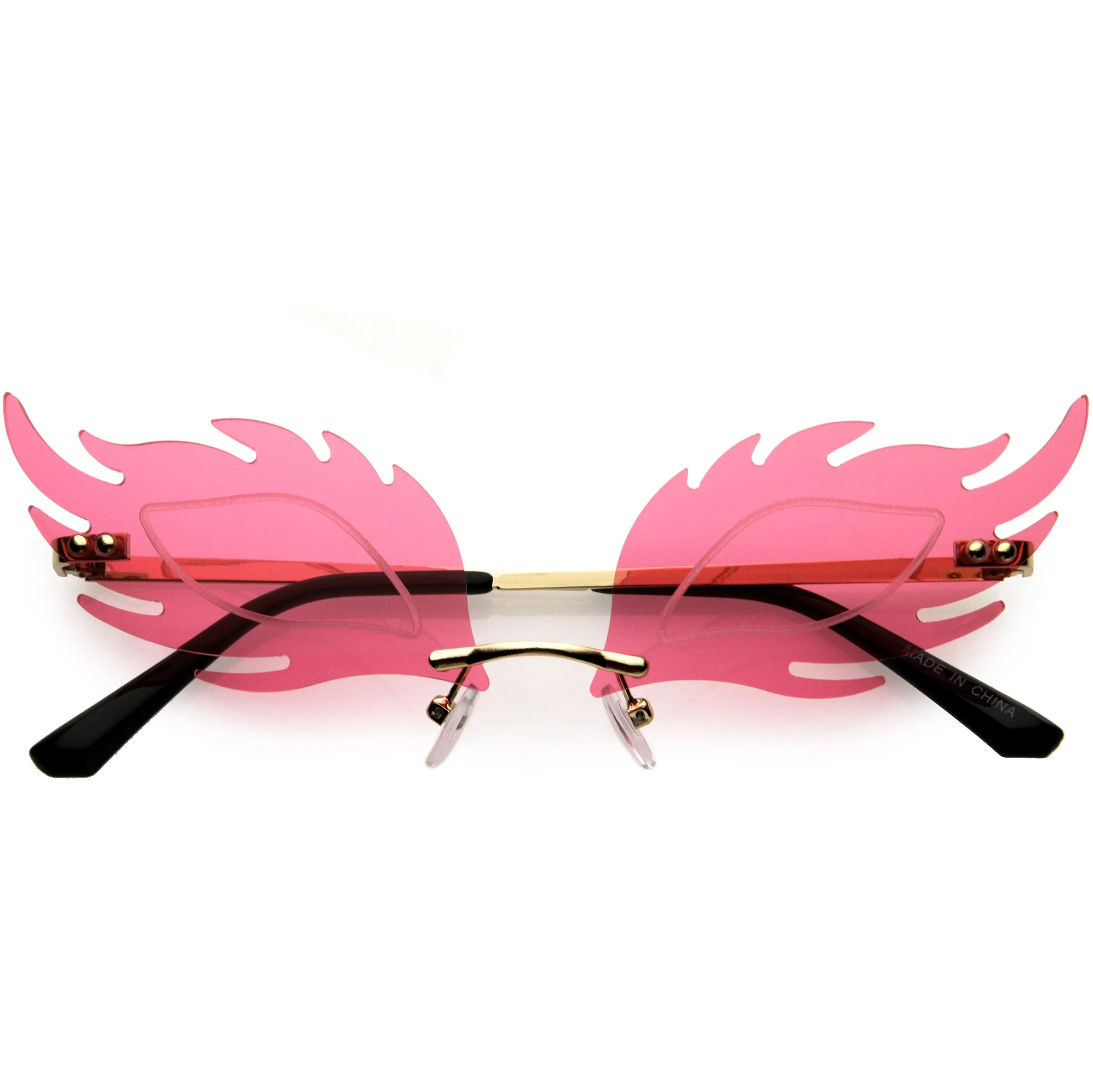 Aesthetically Elegant Fire Bevelled Masquerade Detail Flame Shaped Sunglasses D076 sold by ZeroUV product image thumbnail 4