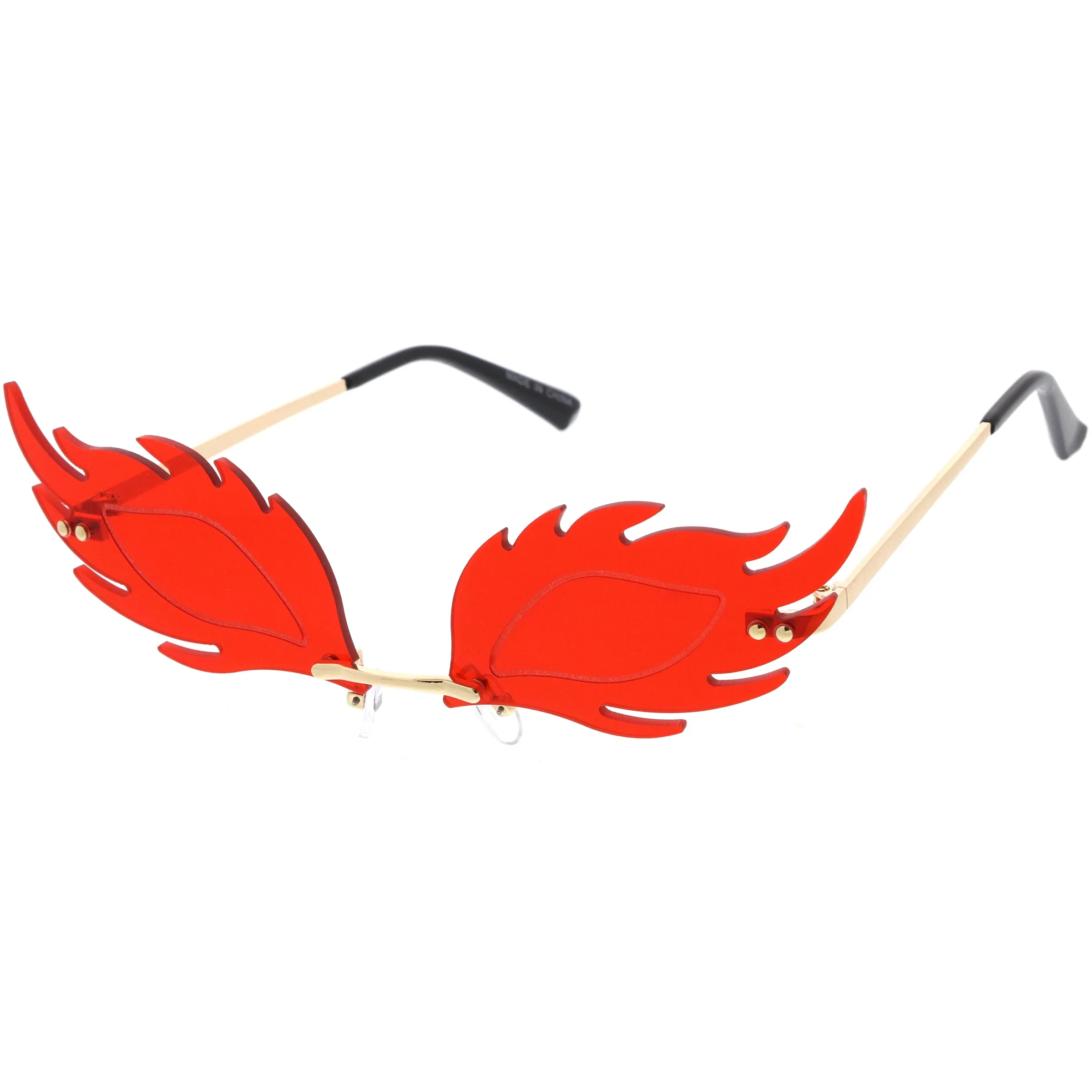 Aesthetically Elegant Fire Bevelled Masquerade Detail Flame Shaped Sunglasses D076 sold by ZeroUV product image thumbnail 2