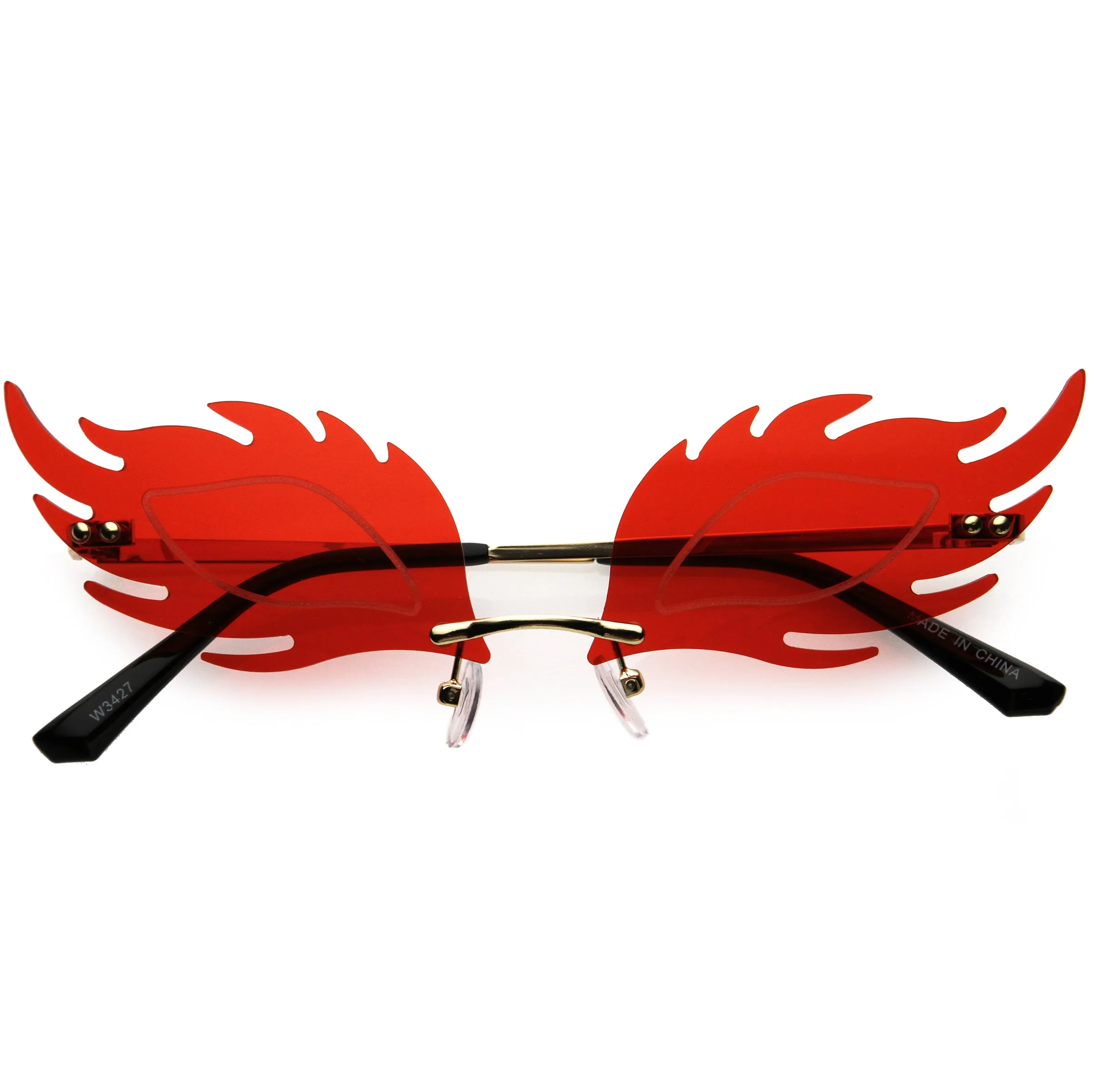 Aesthetically Elegant Fire Bevelled Masquerade Detail Flame Shaped Sunglasses D076 sold by ZeroUV