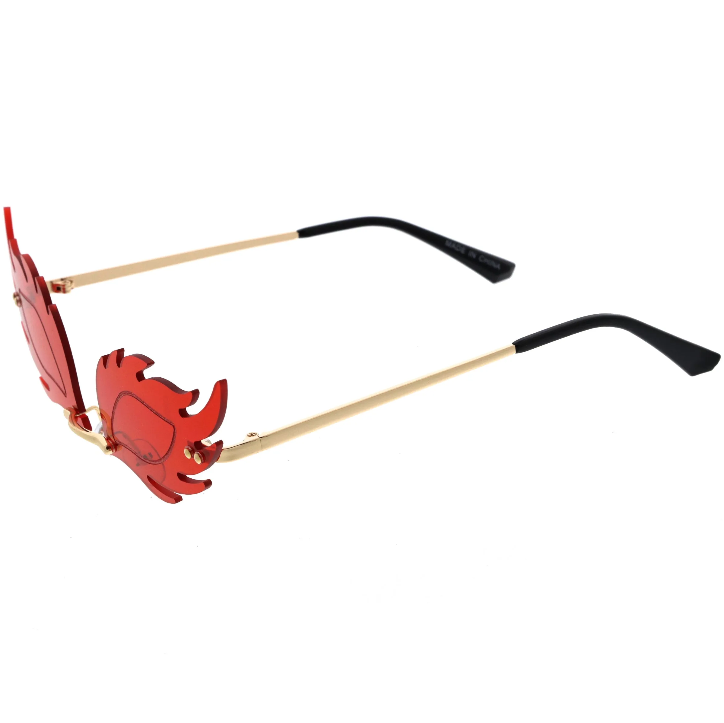 Aesthetically Elegant Fire Bevelled Masquerade Detail Flame Shaped Sunglasses D076 sold by ZeroUV product image thumbnail 3