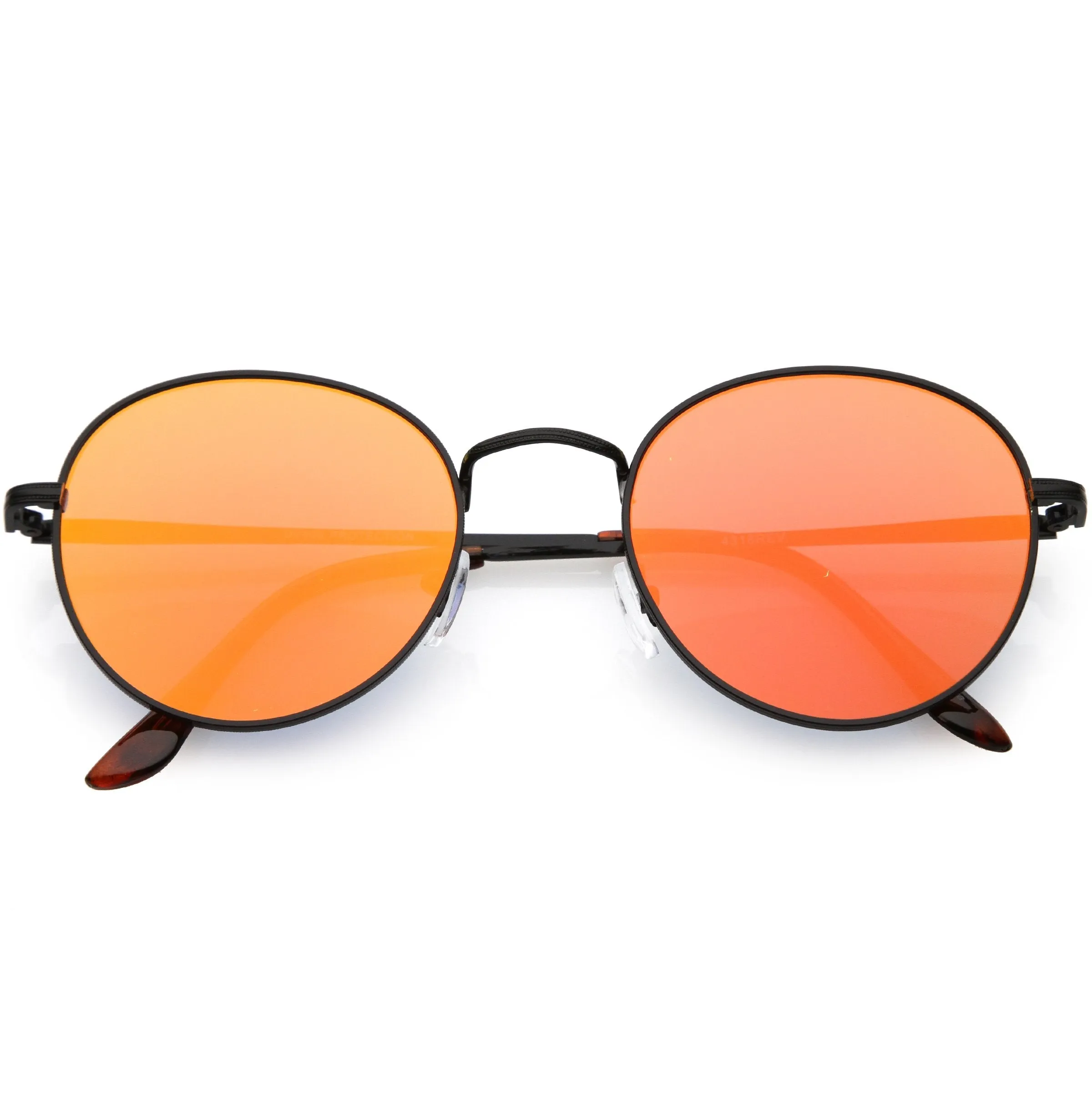 Retro Slim Metal Frame Mirrored Flat Lens Round Sunglasses C133 sold by ZeroUV product image thumbnail 4
