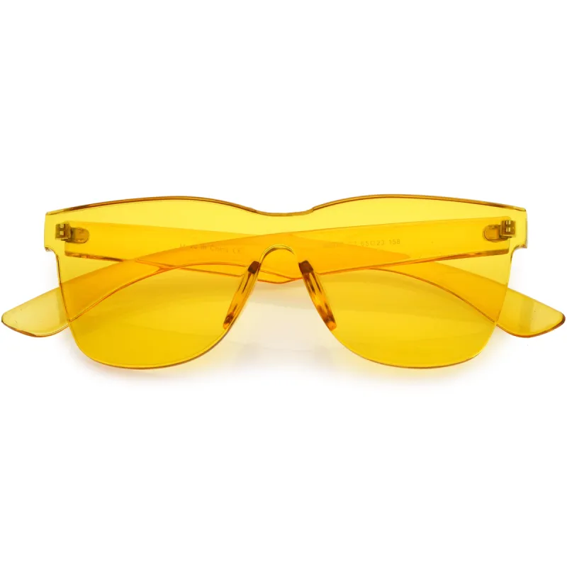Rimless Colorful Translucent Horn Rimmed Mono Lens Shield Sunglasses D018 sold by ZeroUV