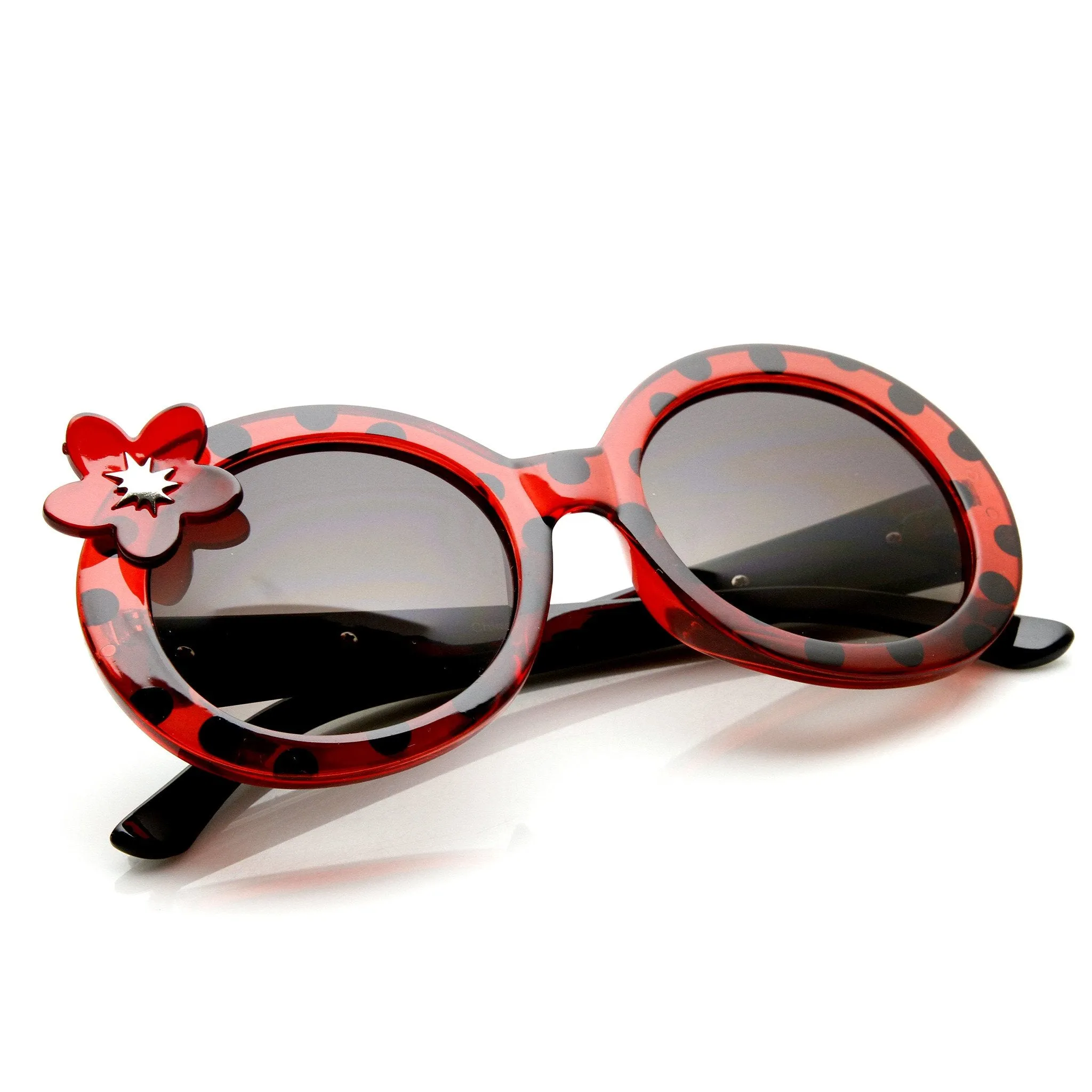 Womens Oversize Round Flower Lady Bug Print Sunglasses 9335 sold by ZeroUV product image thumbnail 3