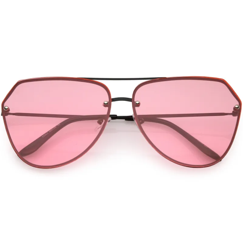 Retro Modern Geometric Flat Top Color Tone Aviator Sunglasses C630 sold by ZeroUV