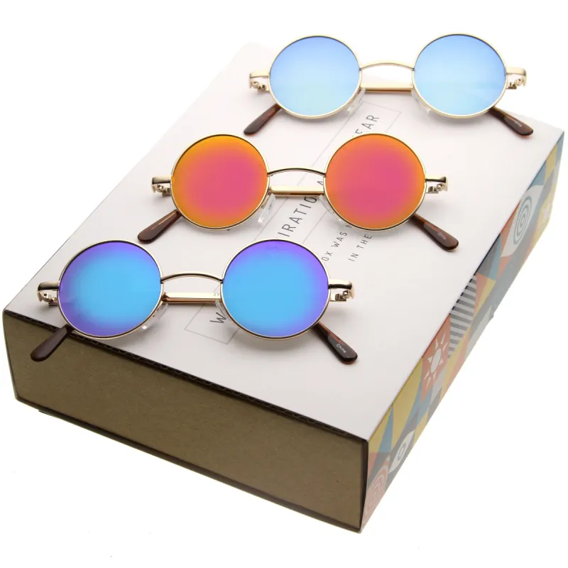 Small Retro Round Lennon Inspired Mirrored Lens Sunglasses A970 [Promo Box] sold by ZeroUV