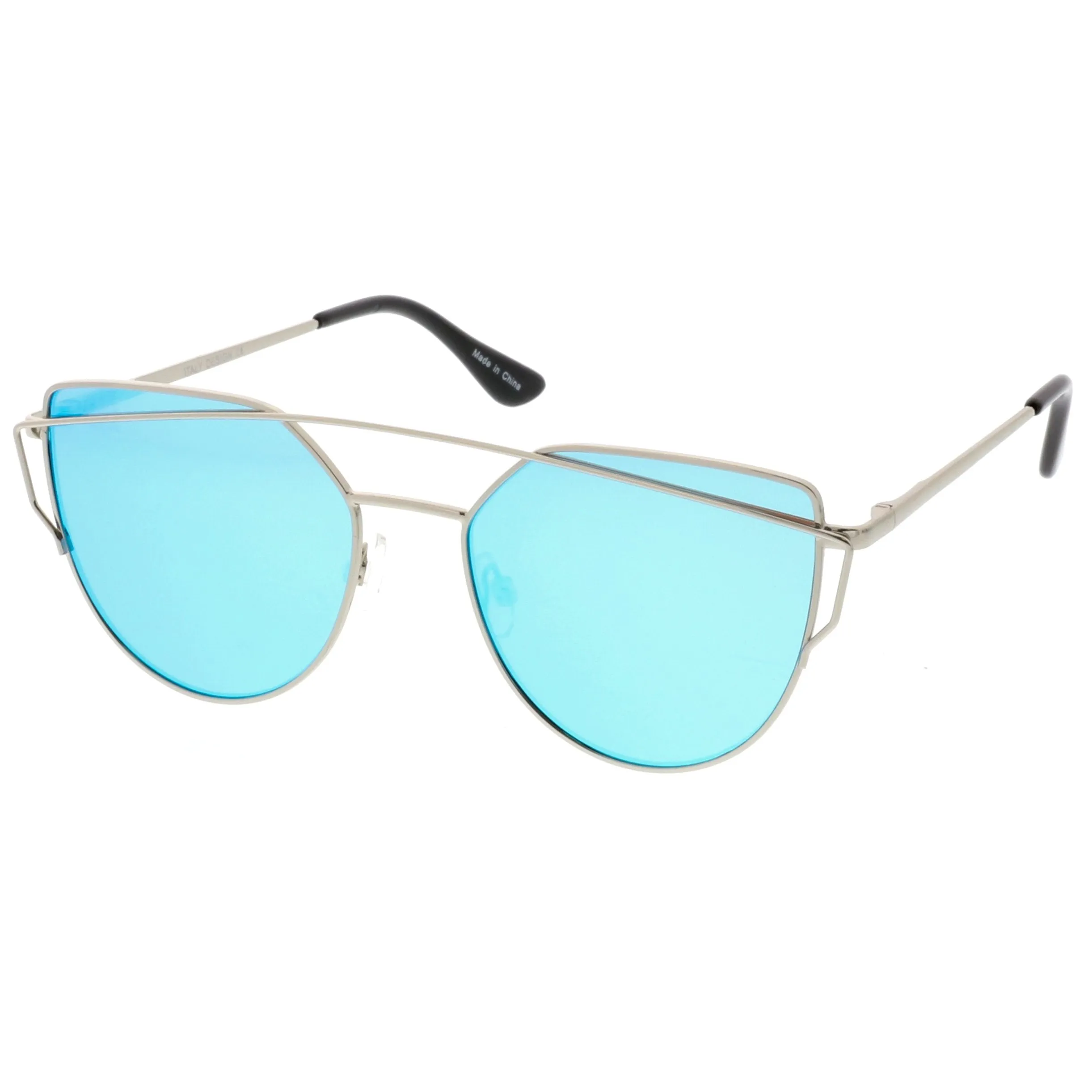 Premium Oversize Laser Cut Cat Eye Mirrored Flat Lens Sunglasses C358 sold by ZeroUV product image thumbnail 4