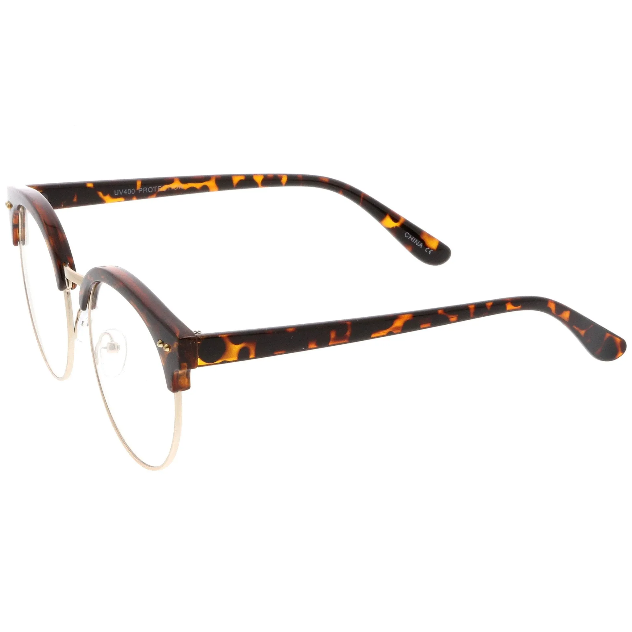 Women's Round Half Frame Clear Lens Cat Eye Glasses C023 sold by ZeroUV product image thumbnail 3