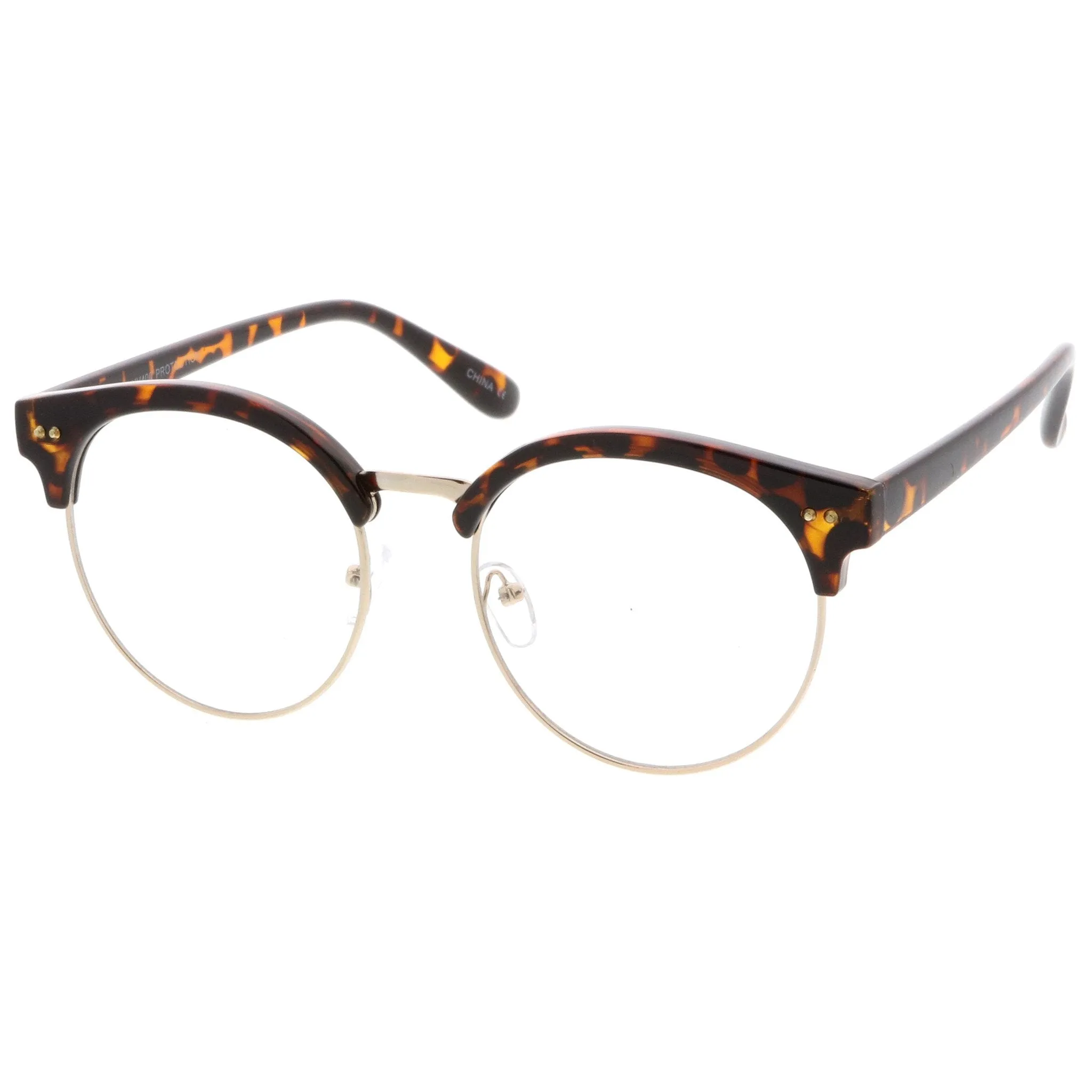 Women's Round Half Frame Clear Lens Cat Eye Glasses C023 sold by ZeroUV product image thumbnail 2