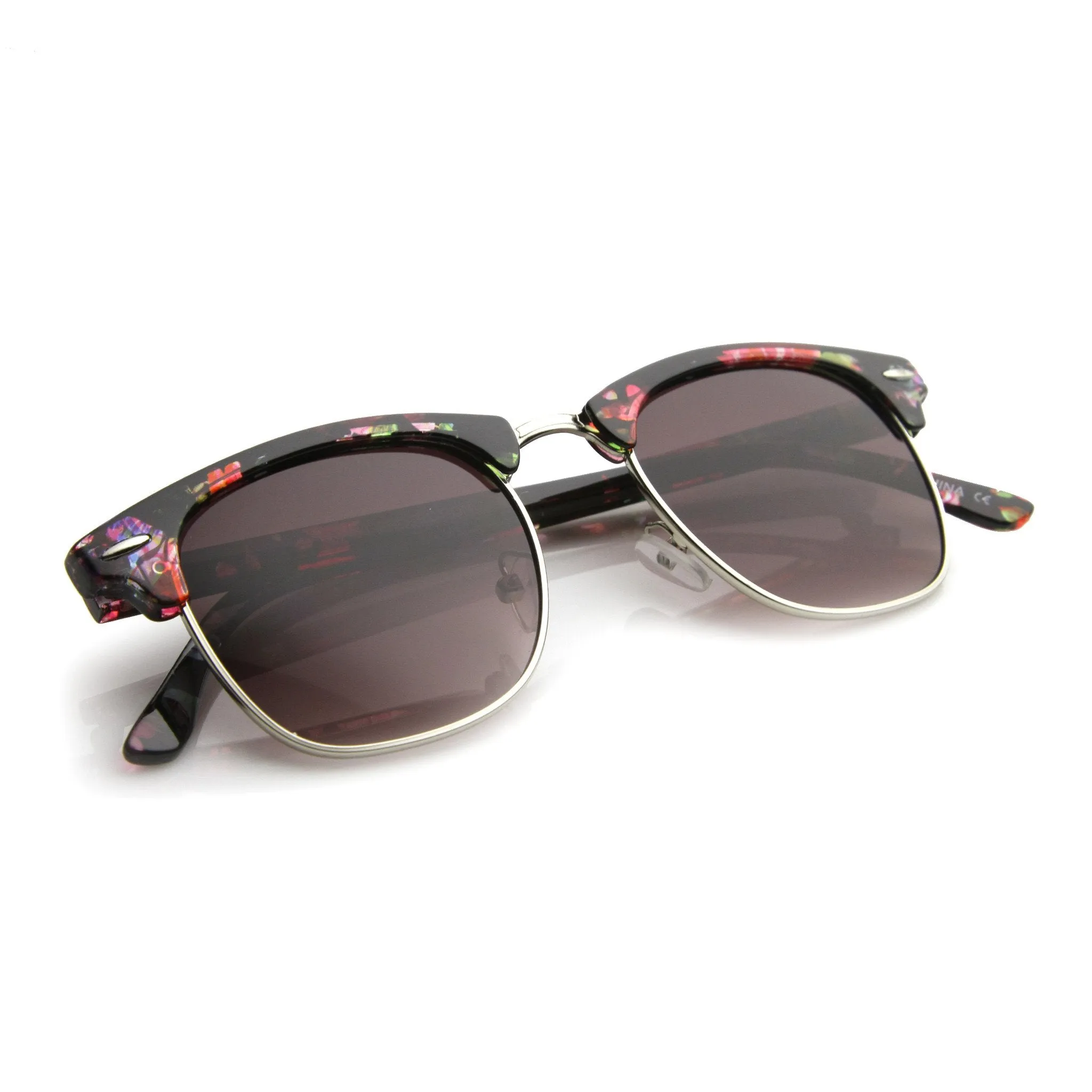 Women's Retro Half Frame Floral Pattern Sunglasses 9775 sold by ZeroUV product image thumbnail 4