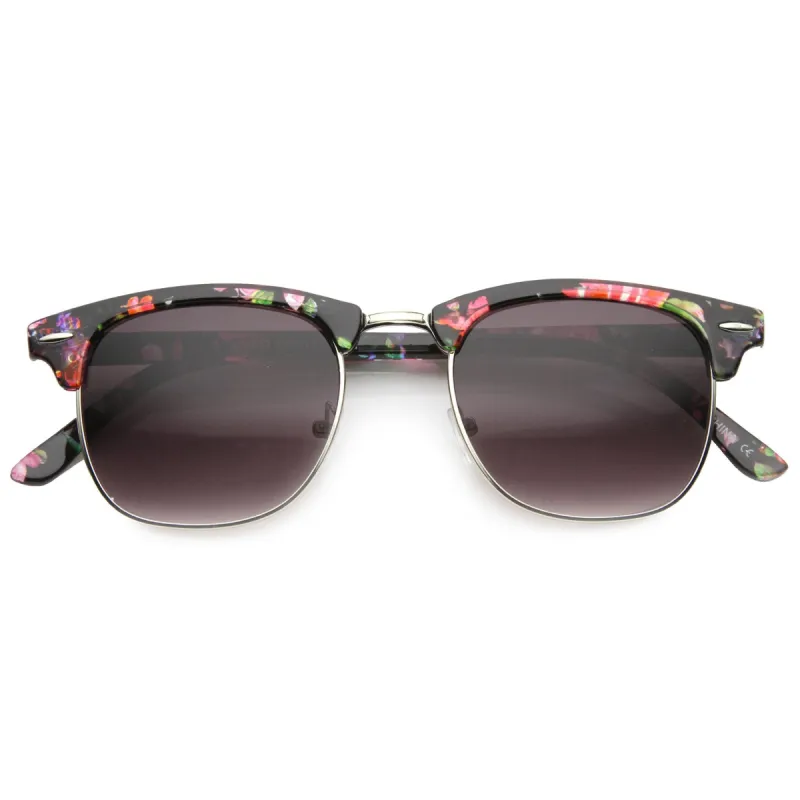 Women's Retro Half Frame Floral Pattern Sunglasses 9775 sold by ZeroUV