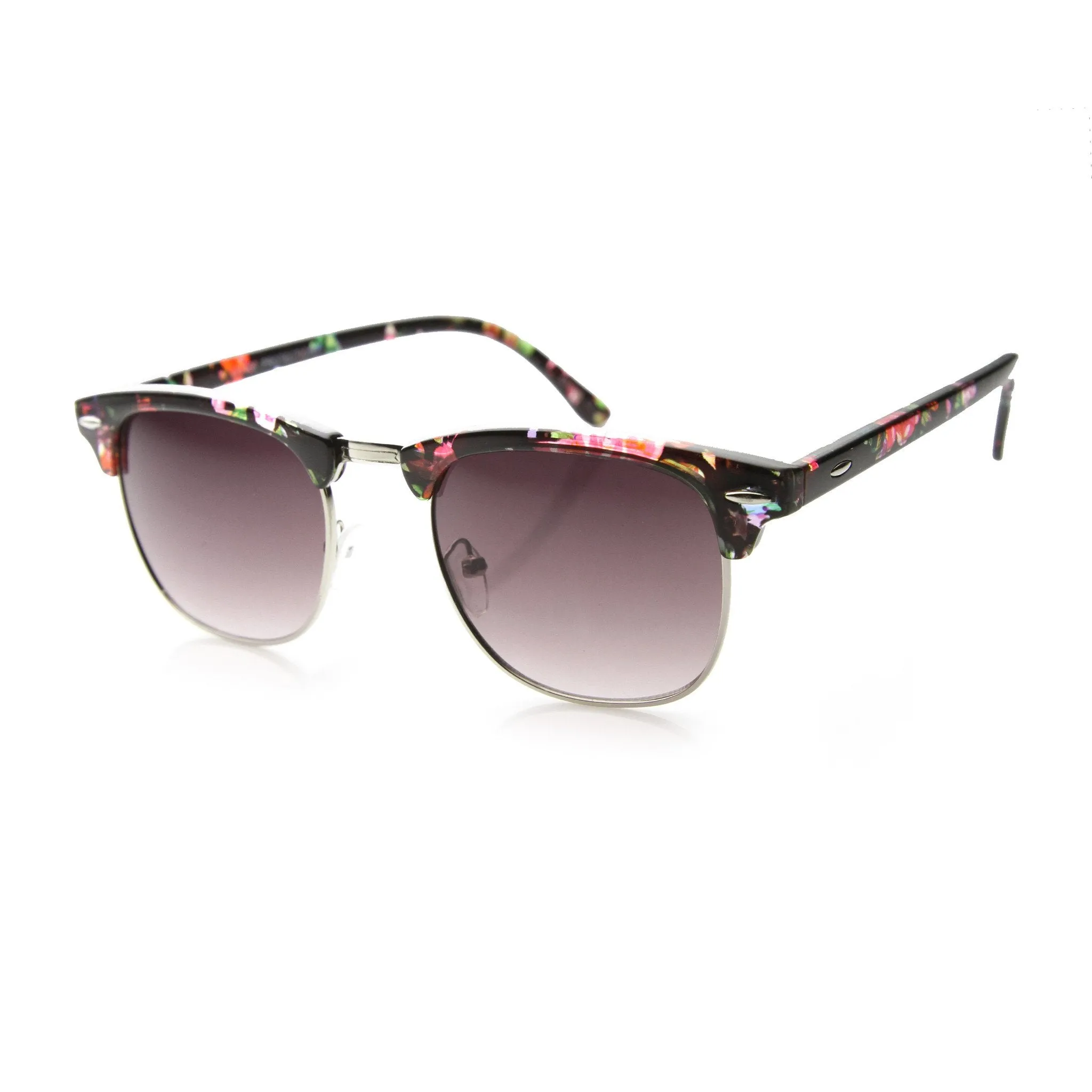 Women's Retro Half Frame Floral Pattern Sunglasses 9775 sold by ZeroUV product image thumbnail 2