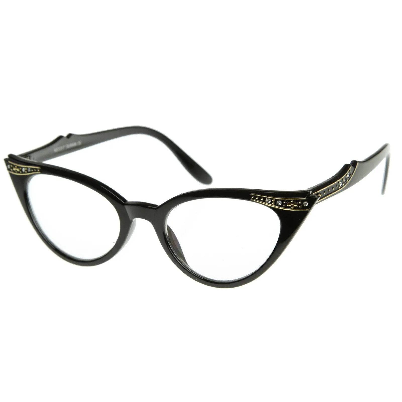 Vintage 1950s Fashion Clear Lens Glasses Rhinestones 8434 sold by ZeroUV product image thumbnail 2