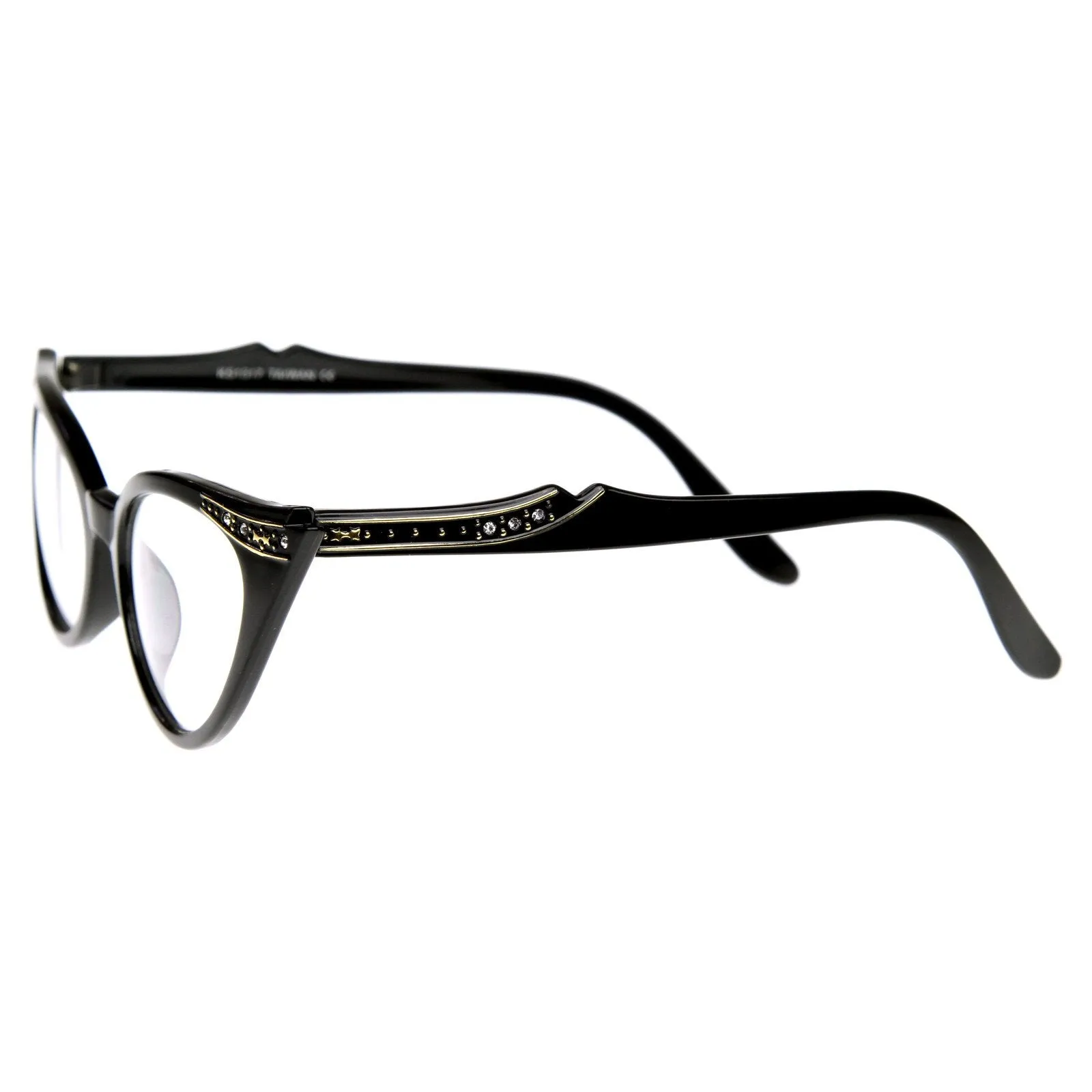 Vintage 1950s Fashion Clear Lens Glasses Rhinestones 8434 sold by ZeroUV product image thumbnail 3