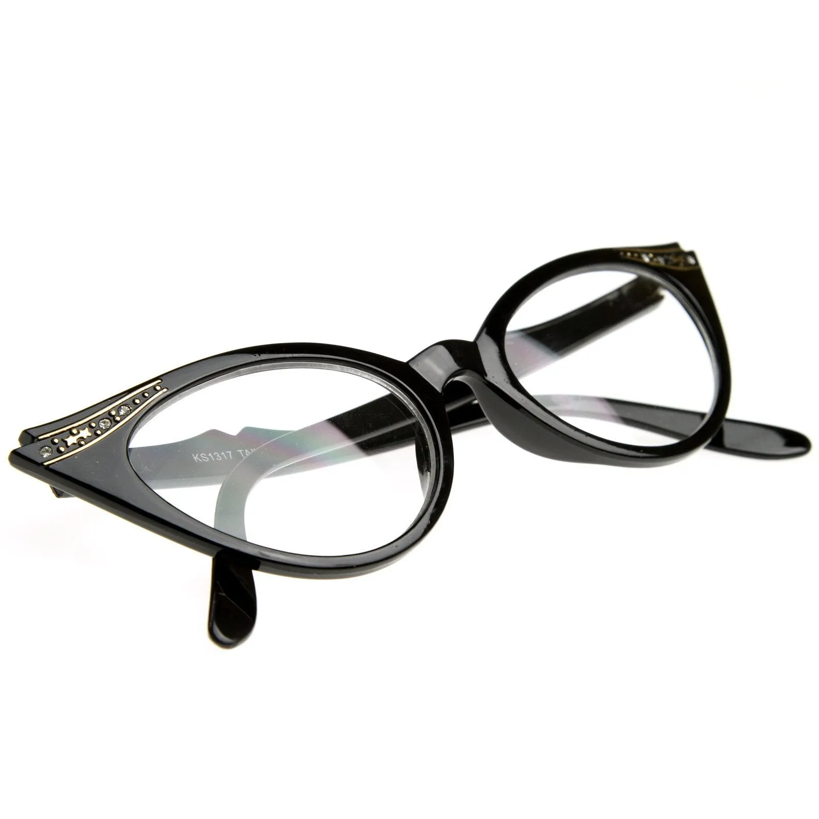 Vintage 1950s Fashion Clear Lens Glasses Rhinestones 8434 sold by ZeroUV product image thumbnail 4