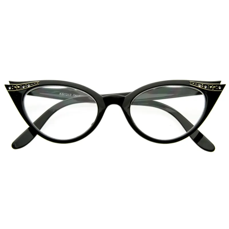Vintage 1950s Fashion Clear Lens Glasses Rhinestones 8434 sold by ZeroUV