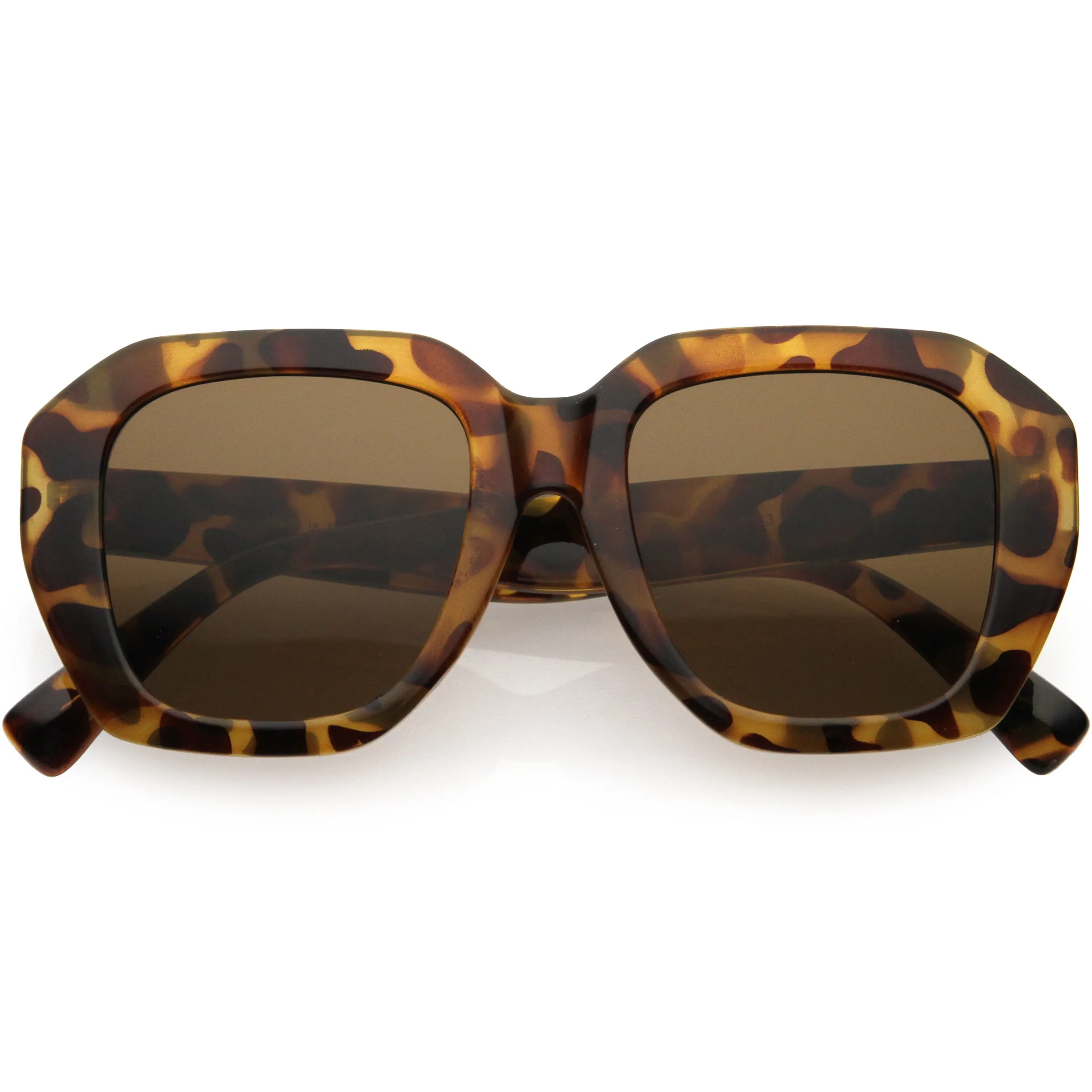 Chunky High Fashion Neutral Colored Lens Oversize Women's Square Sunglasses D058 sold by ZeroUV product image thumbnail 4