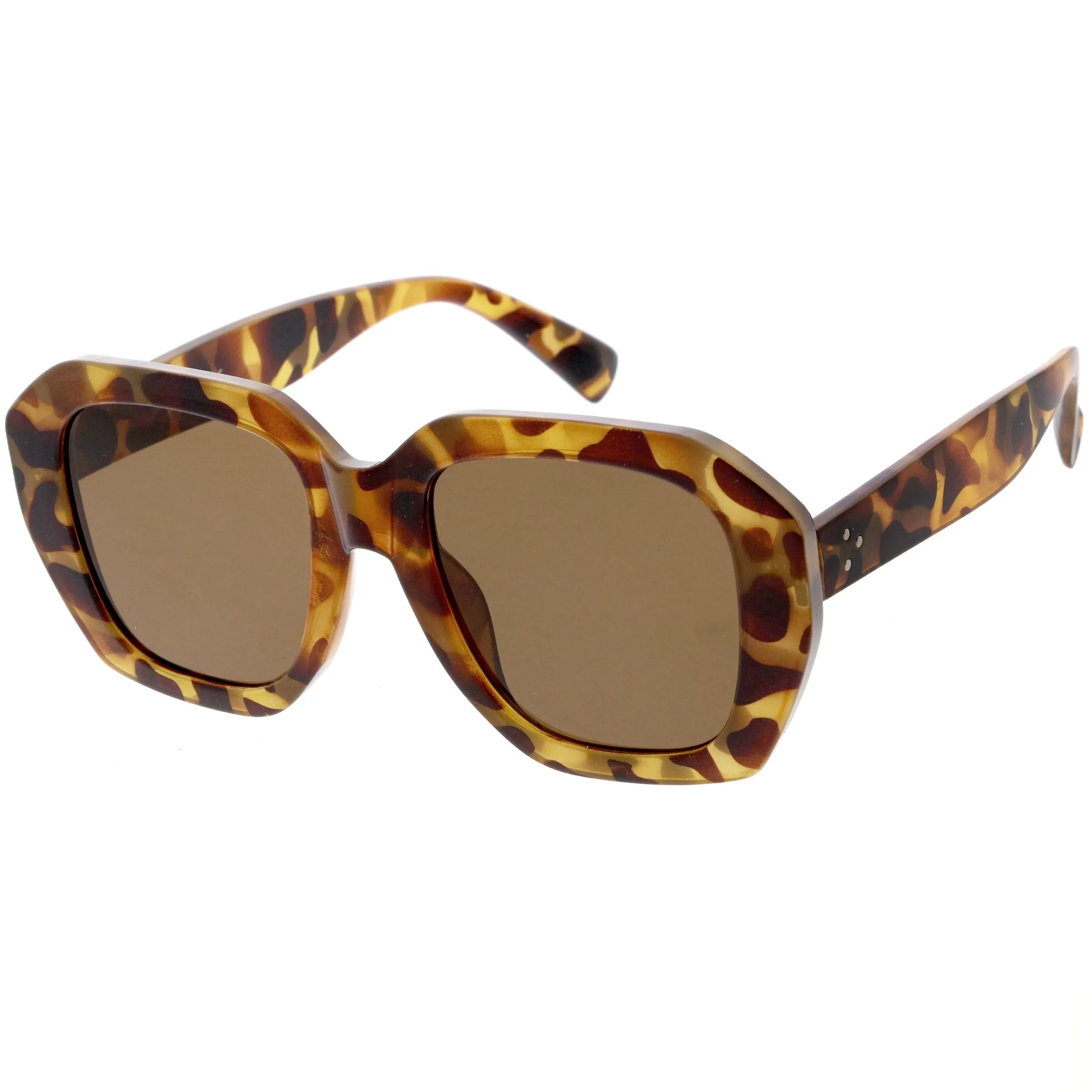 Chunky High Fashion Neutral Colored Lens Oversize Women's Square Sunglasses D058 sold by ZeroUV product image thumbnail 5