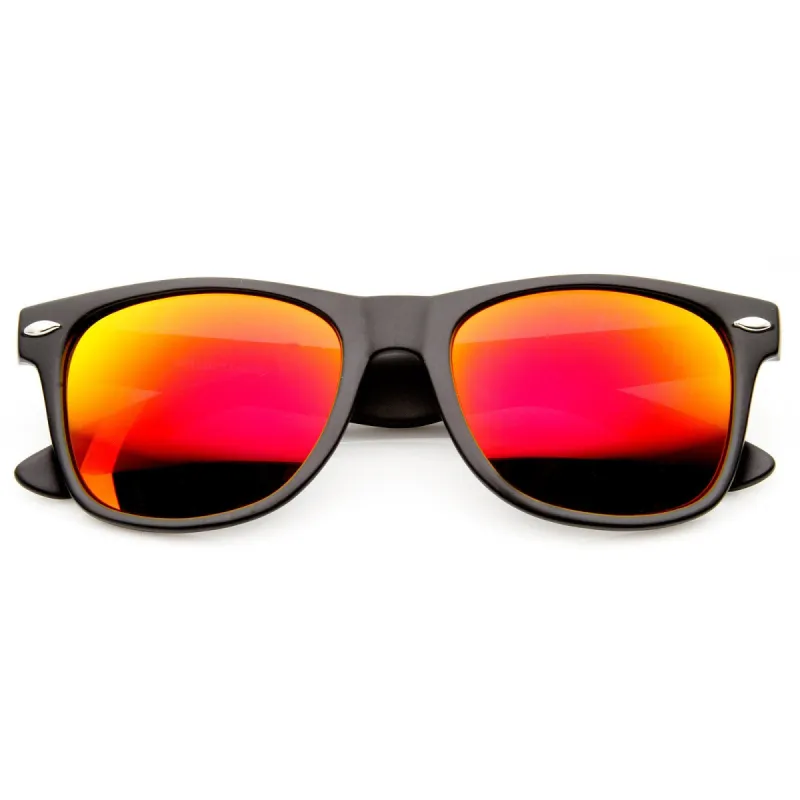 Flat Matte Black Mirrored Polarized Lens Horned Rim Sunglasses 8030 sold by ZeroUV