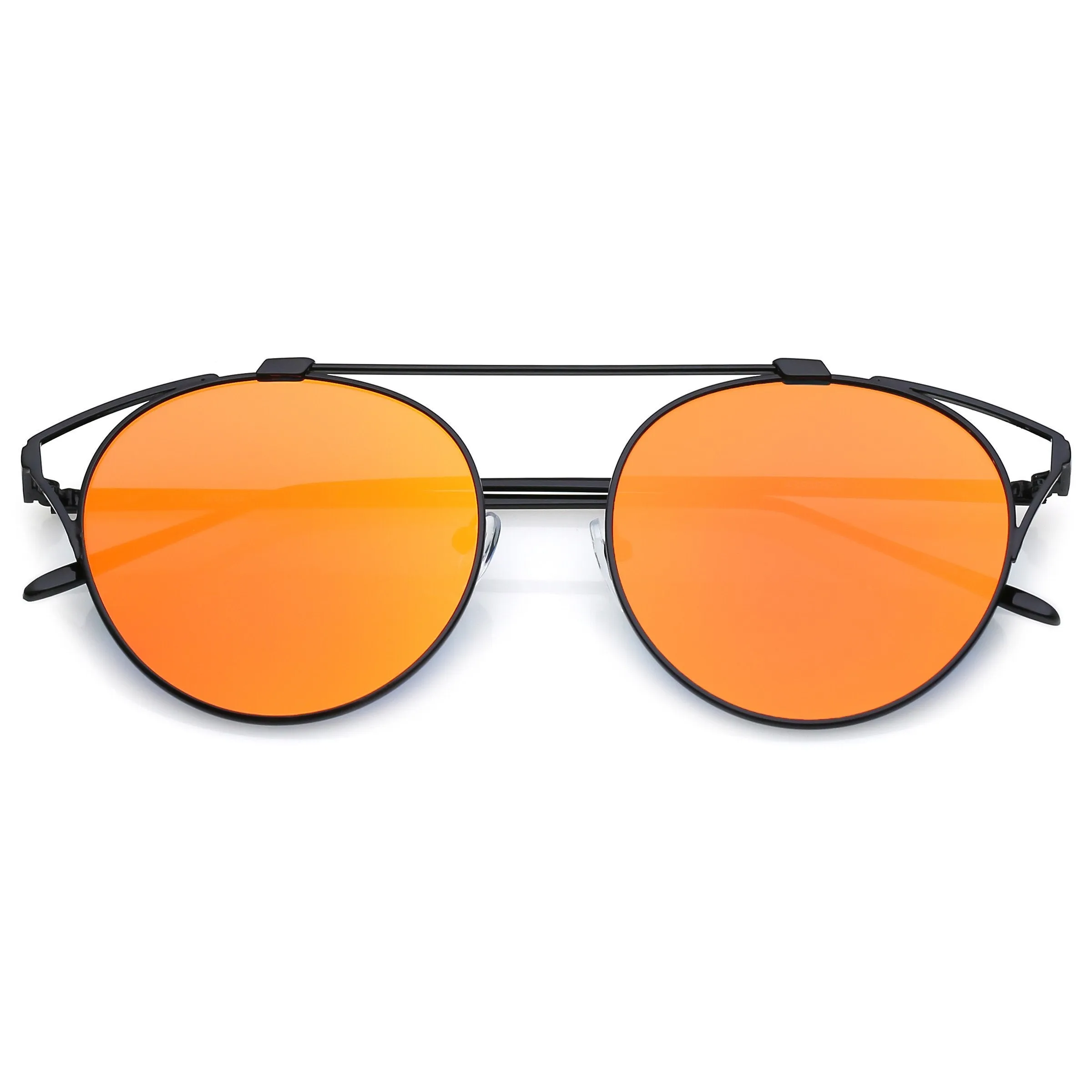 Retro Modern Round Wired Flat Lens Aviator Sunglasses C395 sold by ZeroUV product image thumbnail 5