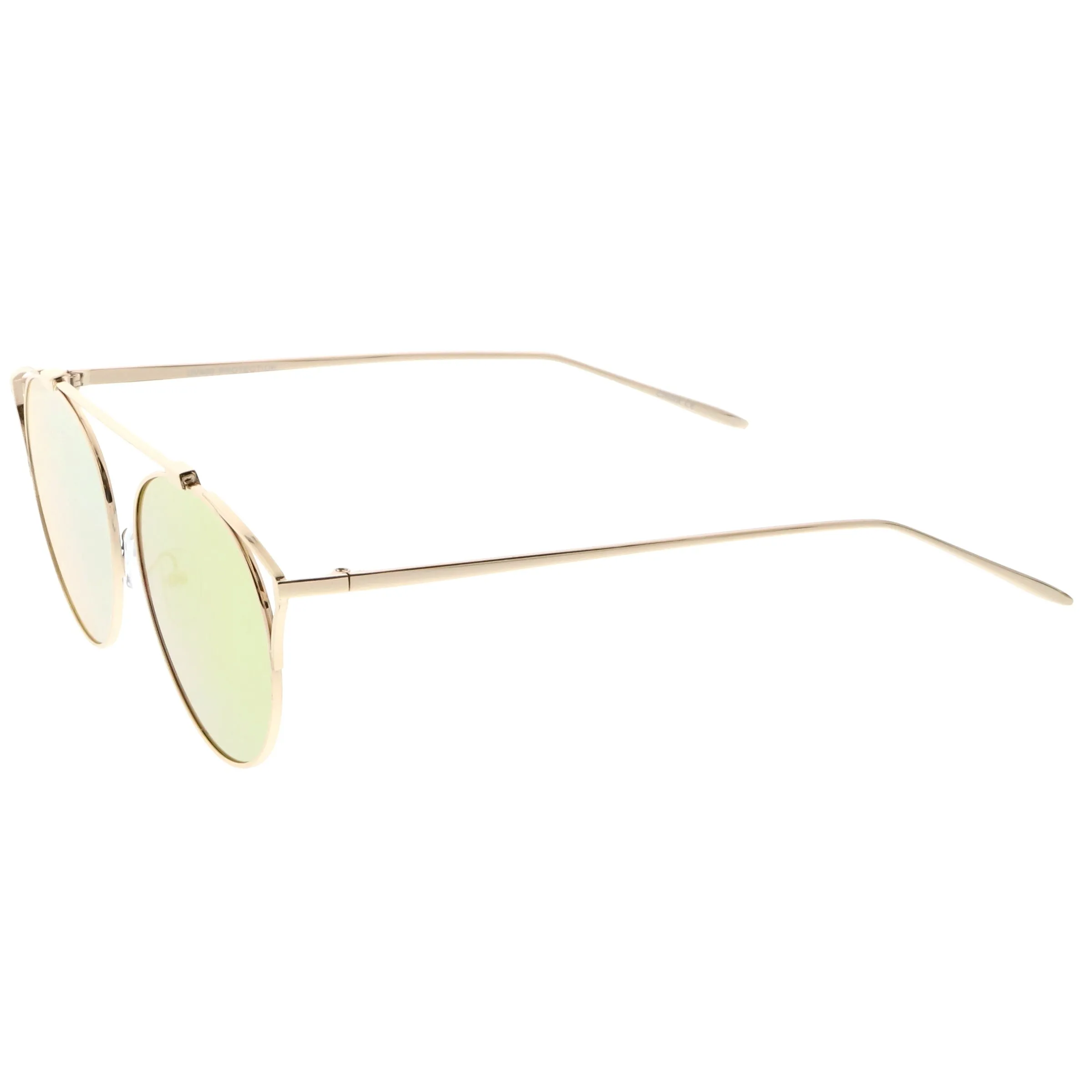 Retro Modern Round Wired Flat Lens Aviator Sunglasses C395 sold by ZeroUV product image thumbnail 3