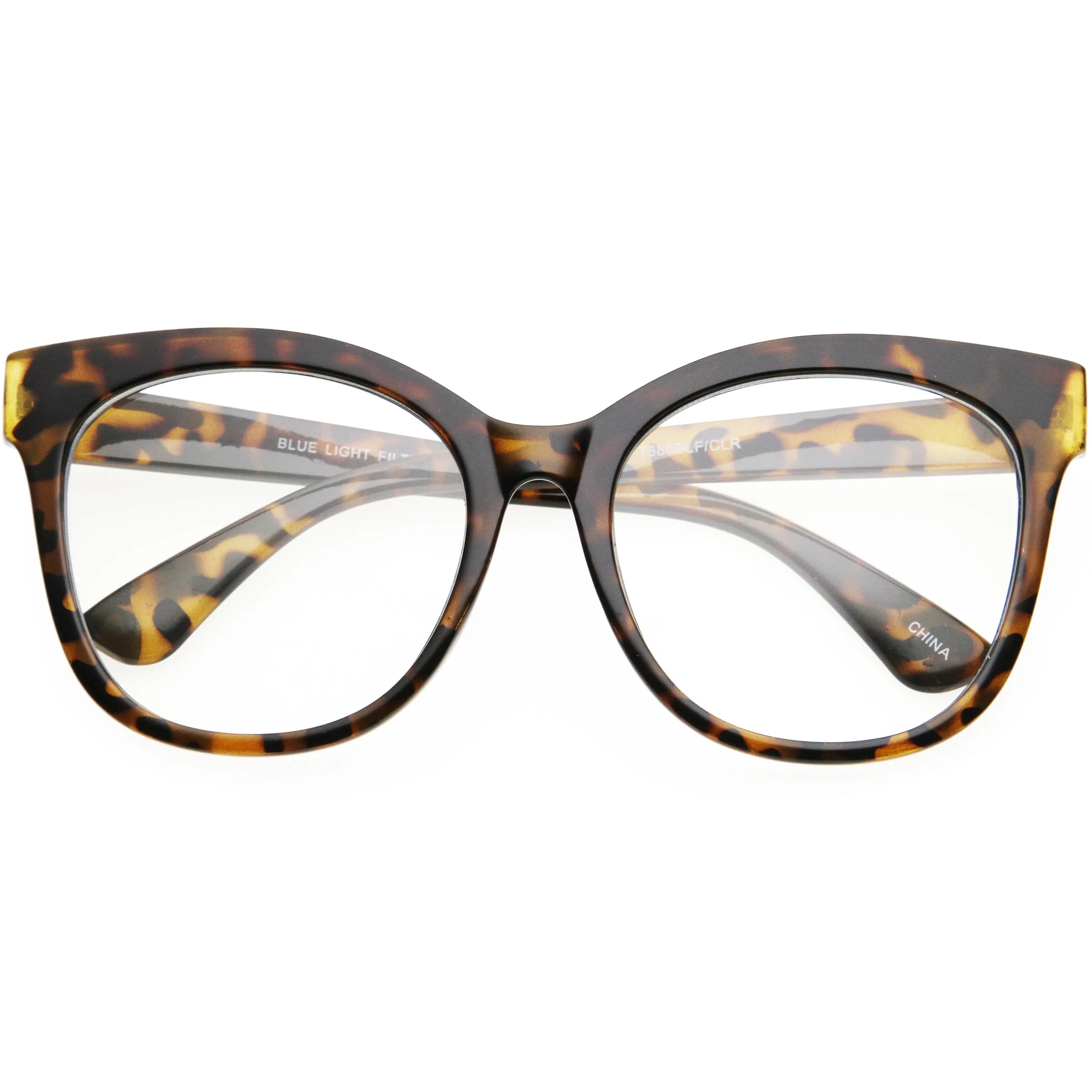 Oversize Blue Light Filter Horn Rimmed Cat Eye Sunglasses D155 sold by ZeroUV product image thumbnail 4