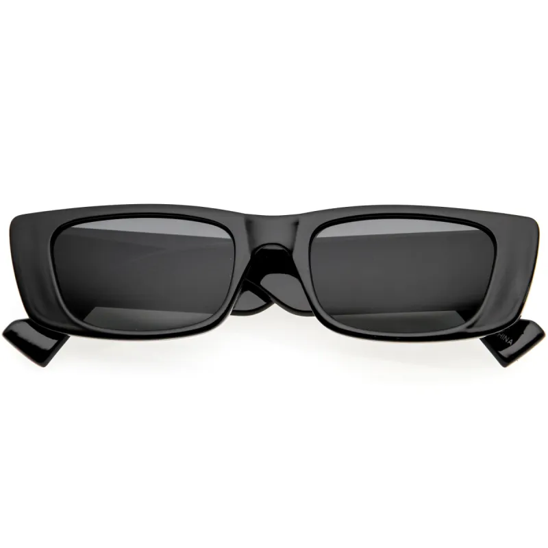 Retro Wide Square Flat Lens Chunky Rectangle Sunglasses D209 sold by ZeroUV
