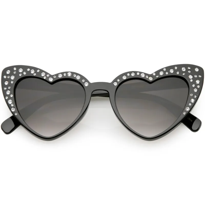 Women's Oversize Rhinestone Heart Shape Sunglasses C711 sold by ZeroUV