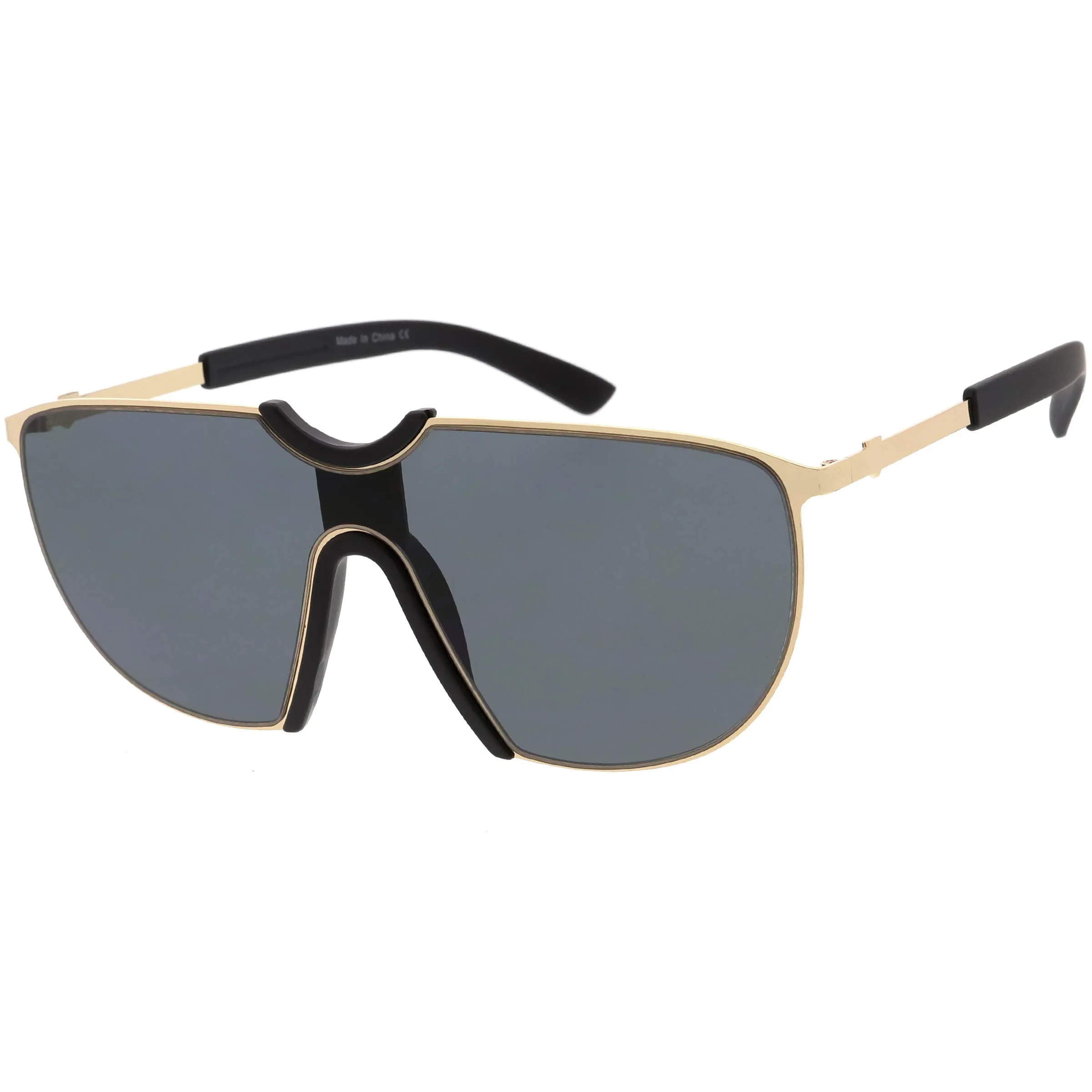 Futuristic Space Shield Metal One Piece Aviator Sunglasses C965 sold by ZeroUV product image thumbnail 2