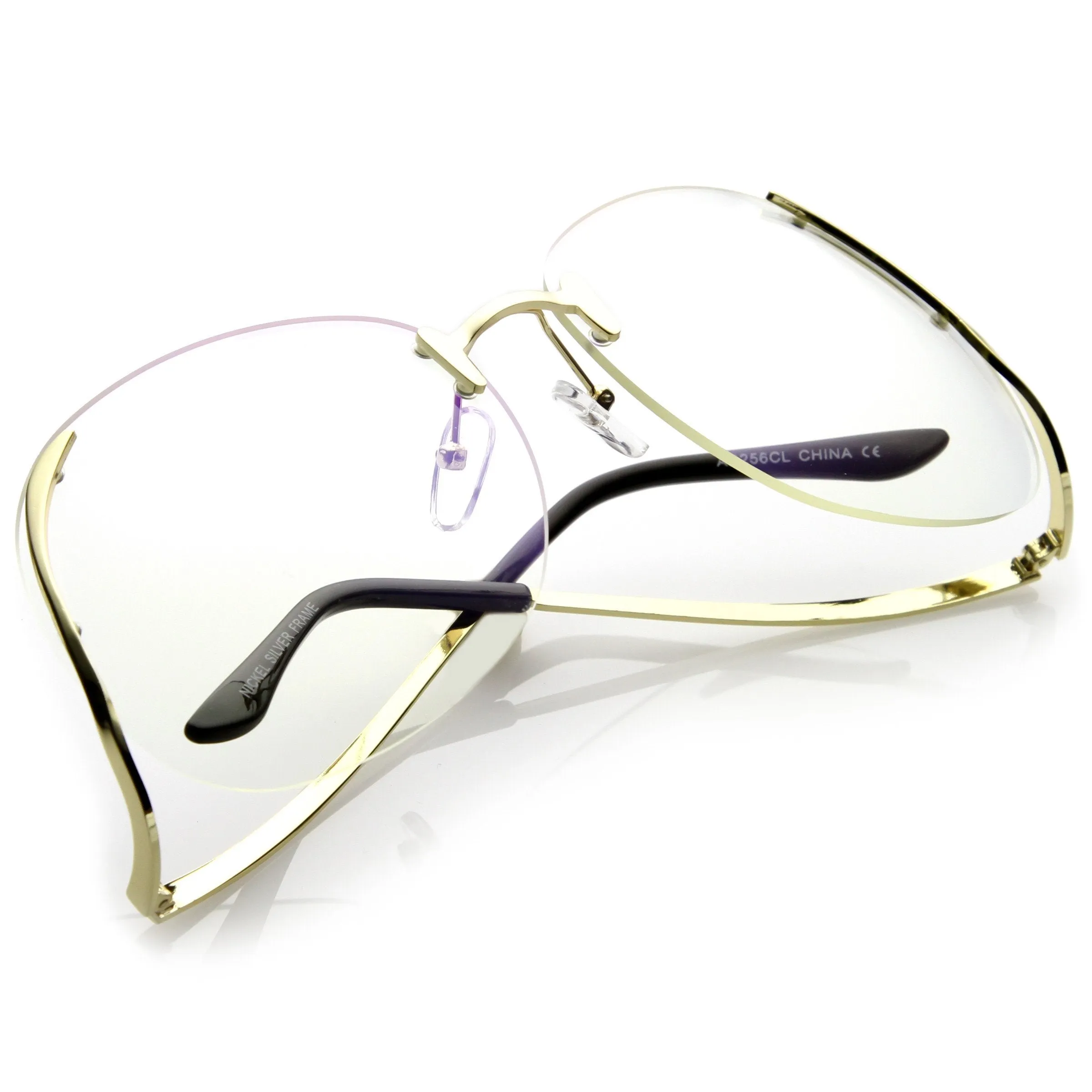 Women's Retro Oversize Low Temple Clear Lens Glasses C291 sold by ZeroUV product image thumbnail 4