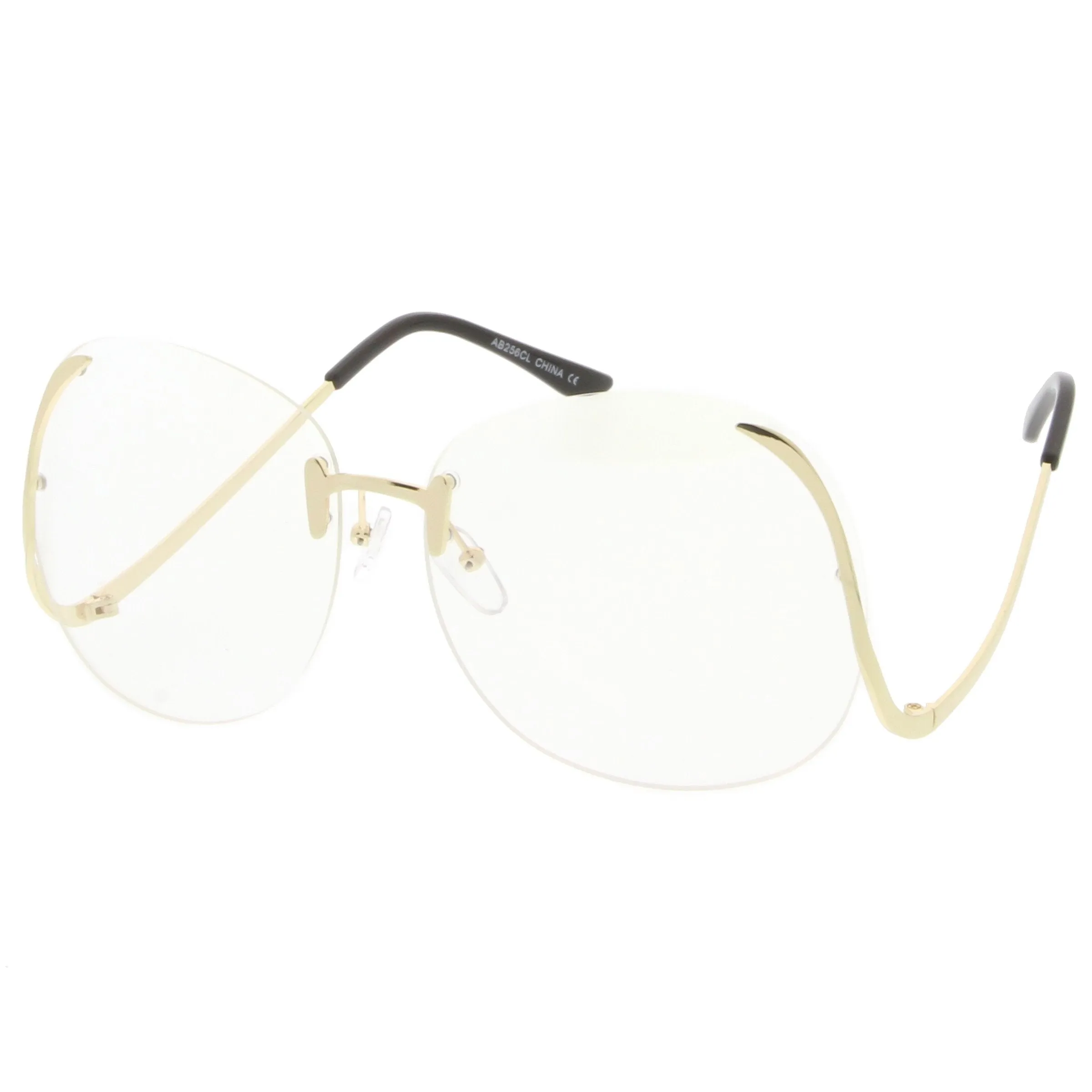 Women's Retro Oversize Low Temple Clear Lens Glasses C291 sold by ZeroUV product image thumbnail 2