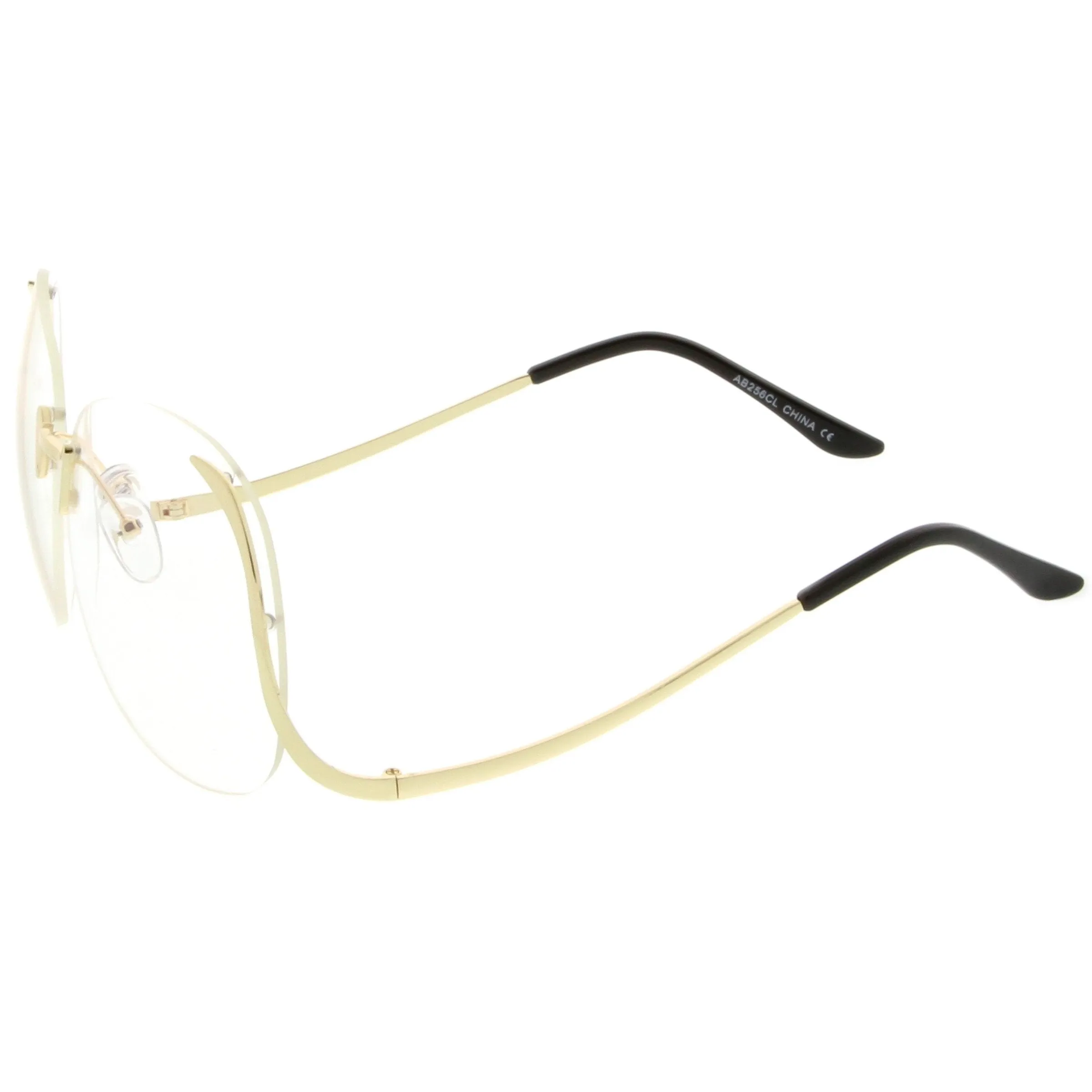 Women's Retro Oversize Low Temple Clear Lens Glasses C291 sold by ZeroUV product image thumbnail 3
