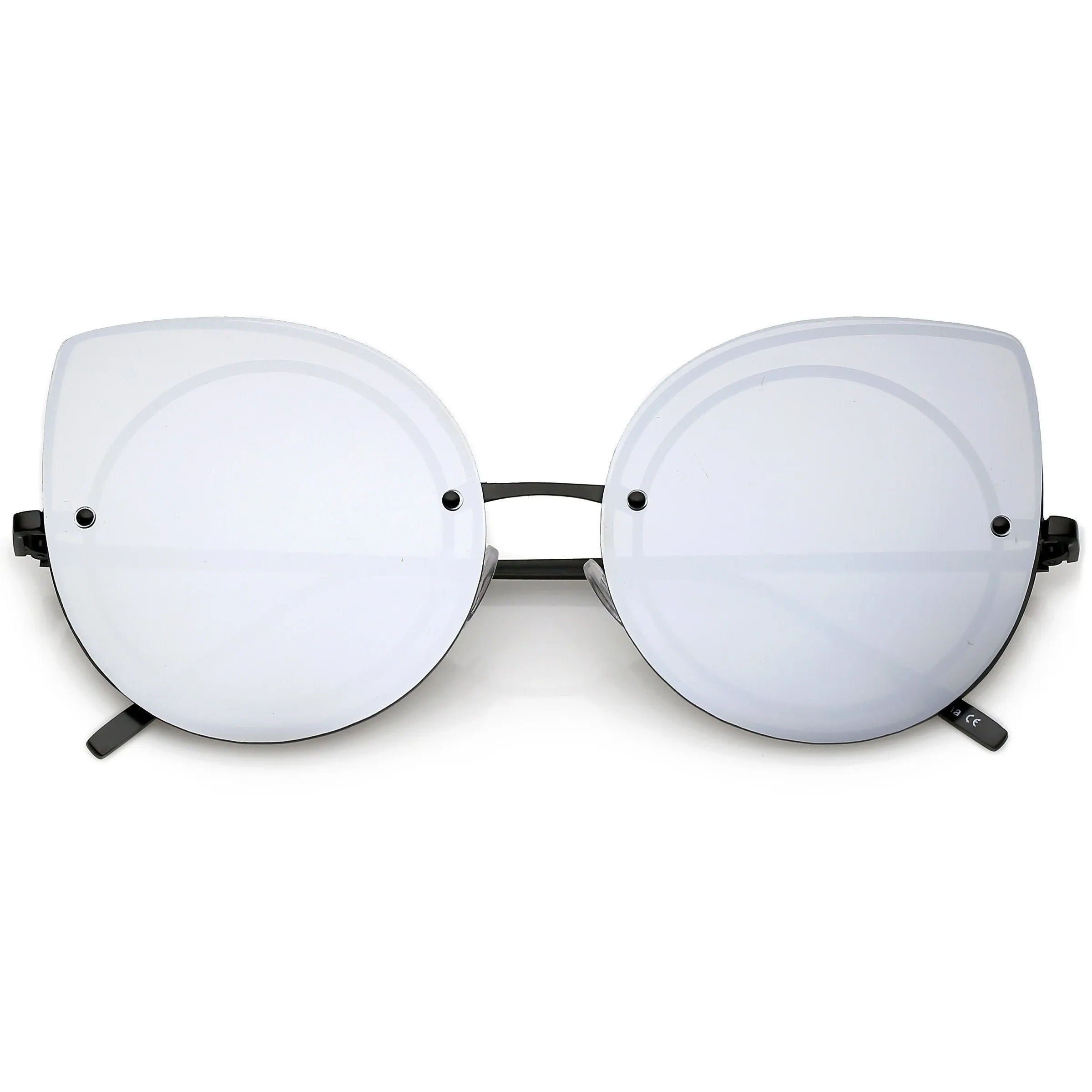 Oversize Rimless Mirrored Cat Eye Flat Lens Sunglasses A204 sold by ZeroUV product image thumbnail 2
