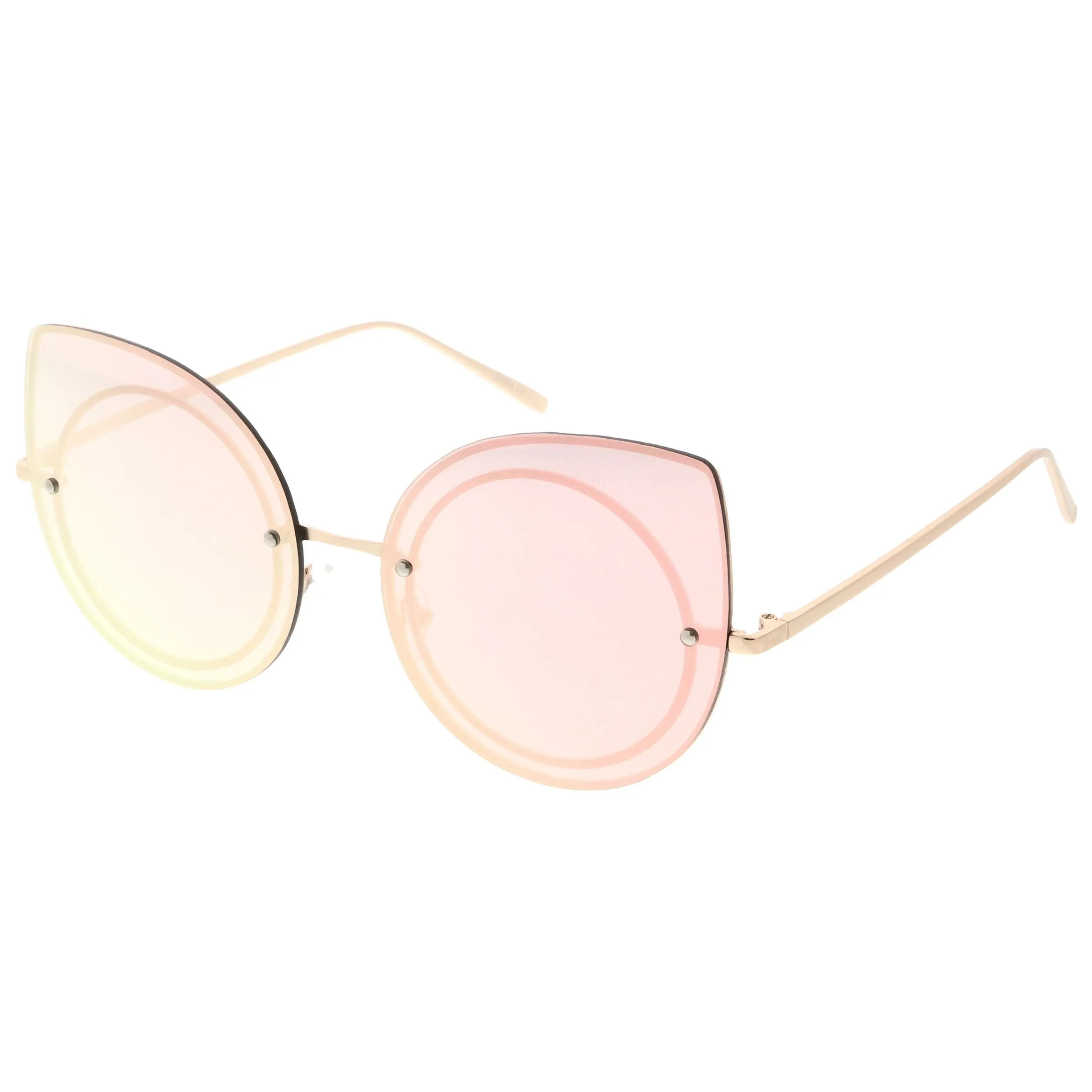 Oversize Rimless Mirrored Cat Eye Flat Lens Sunglasses A204 sold by ZeroUV product image thumbnail 4